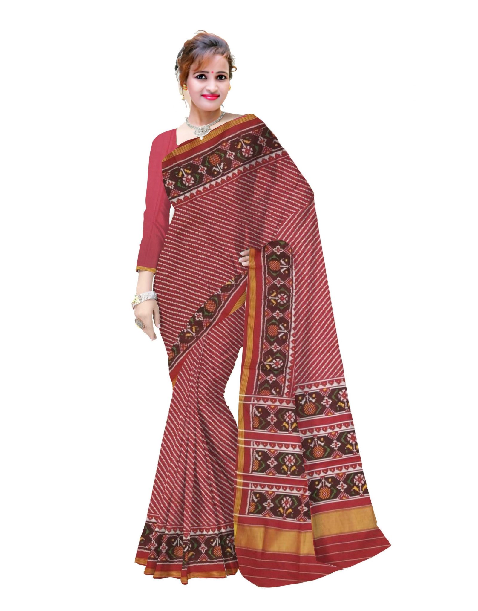 rajkotipatola Traditional Red Lehariya Patola Saree