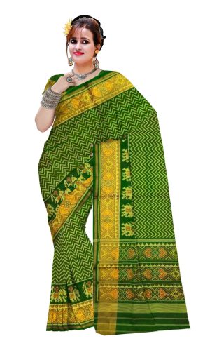 rajkotipatola Traditional Green Lehariya Patola Saree