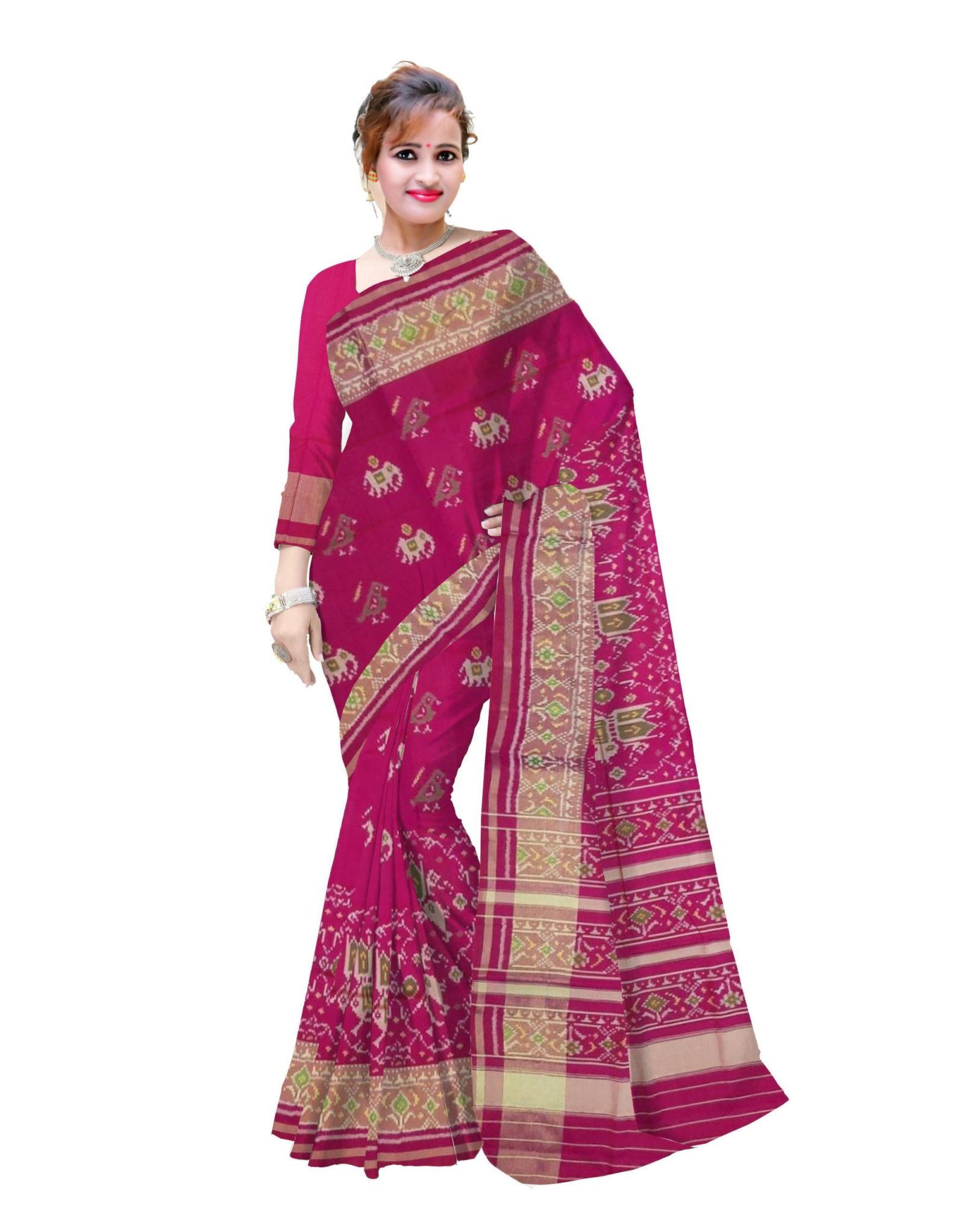 Traditional Pink Skirt Border Patola Saree