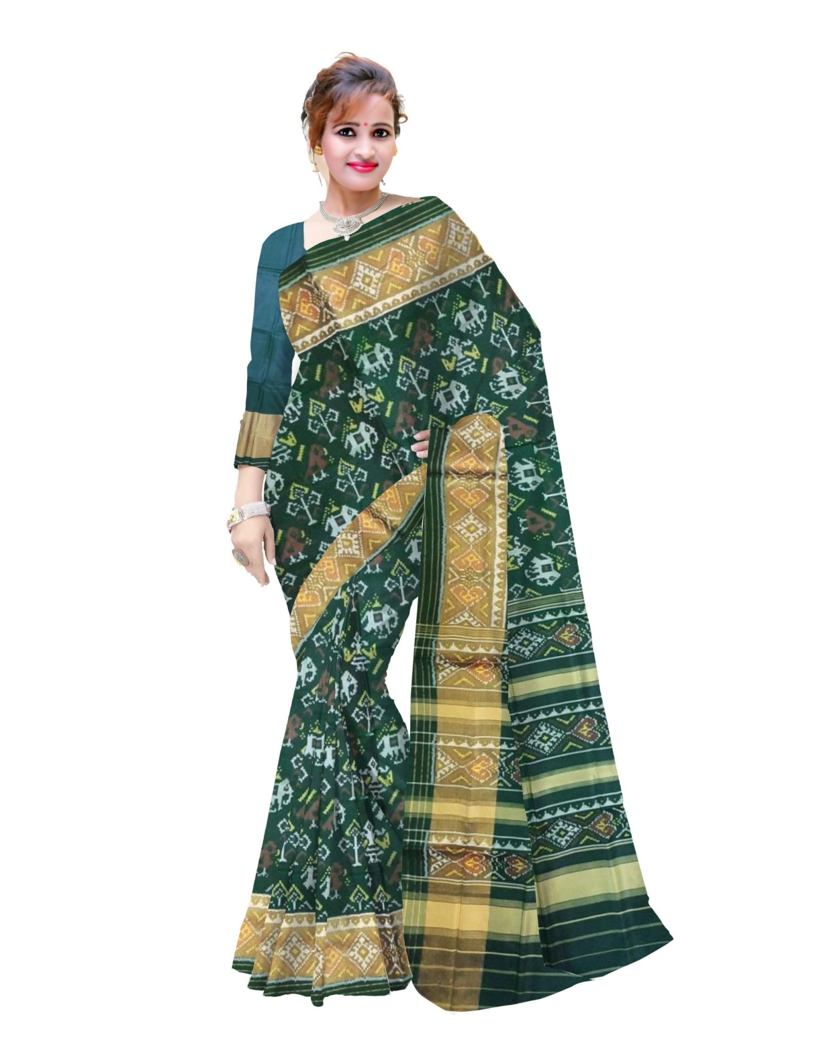 rajkotipatola Traditional Green Patola Saree