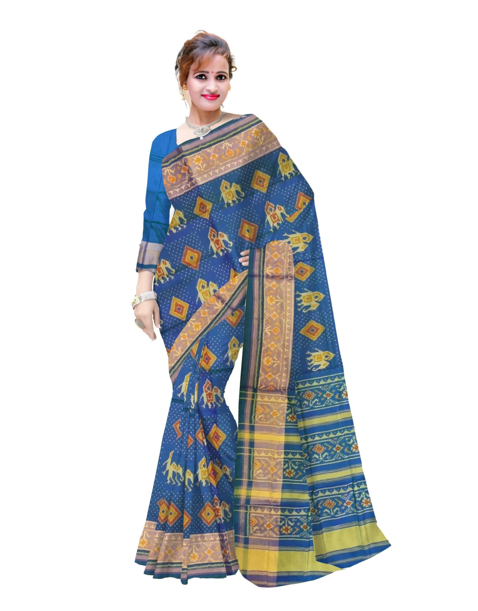 rajkotipatola Traditional Sky Blue Patola Saree