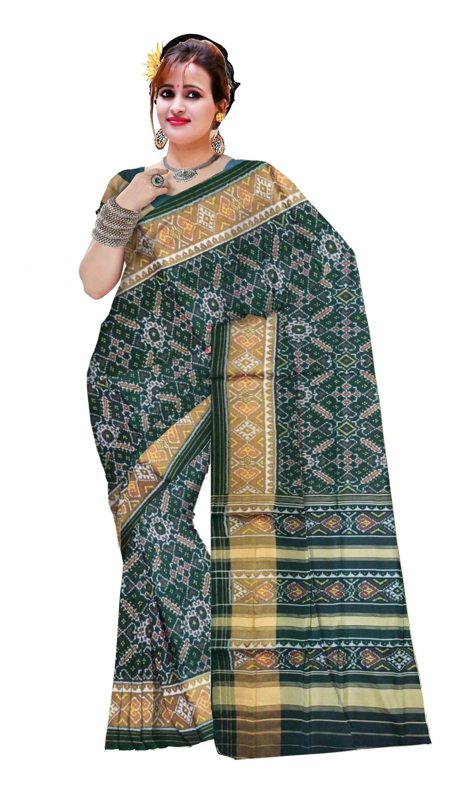 rajkotipatola Traditional Green Manekchok Patola Saree