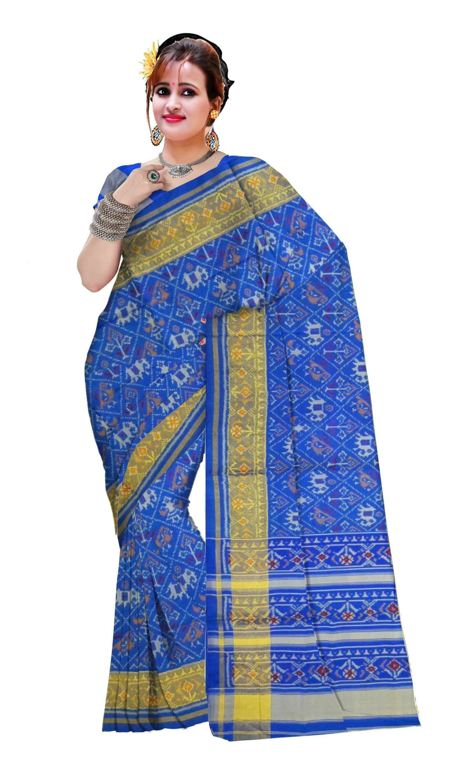 Traditional Blue Narikunj Patola Saree