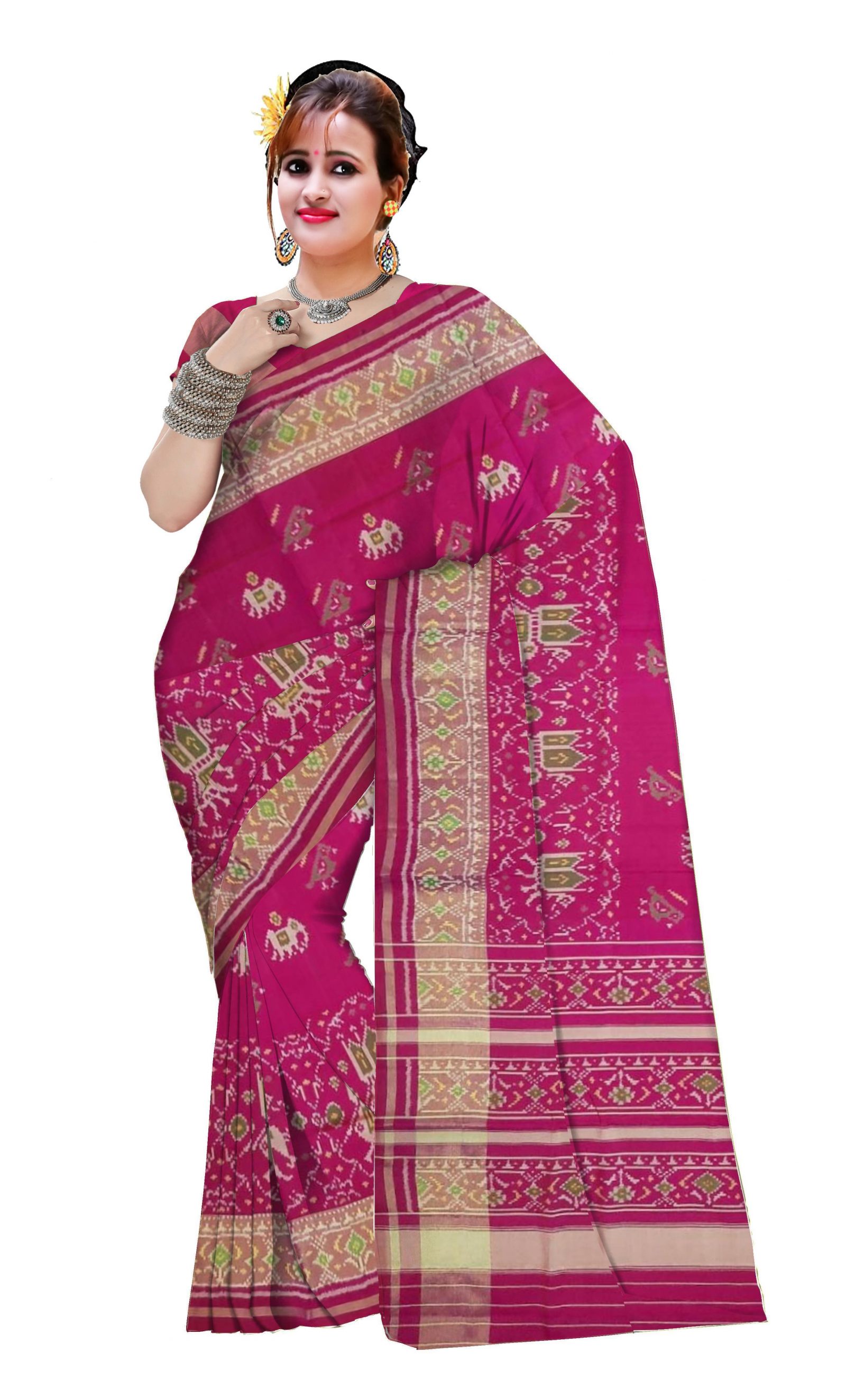 Traditional Pink Skirt Border Patola Saree