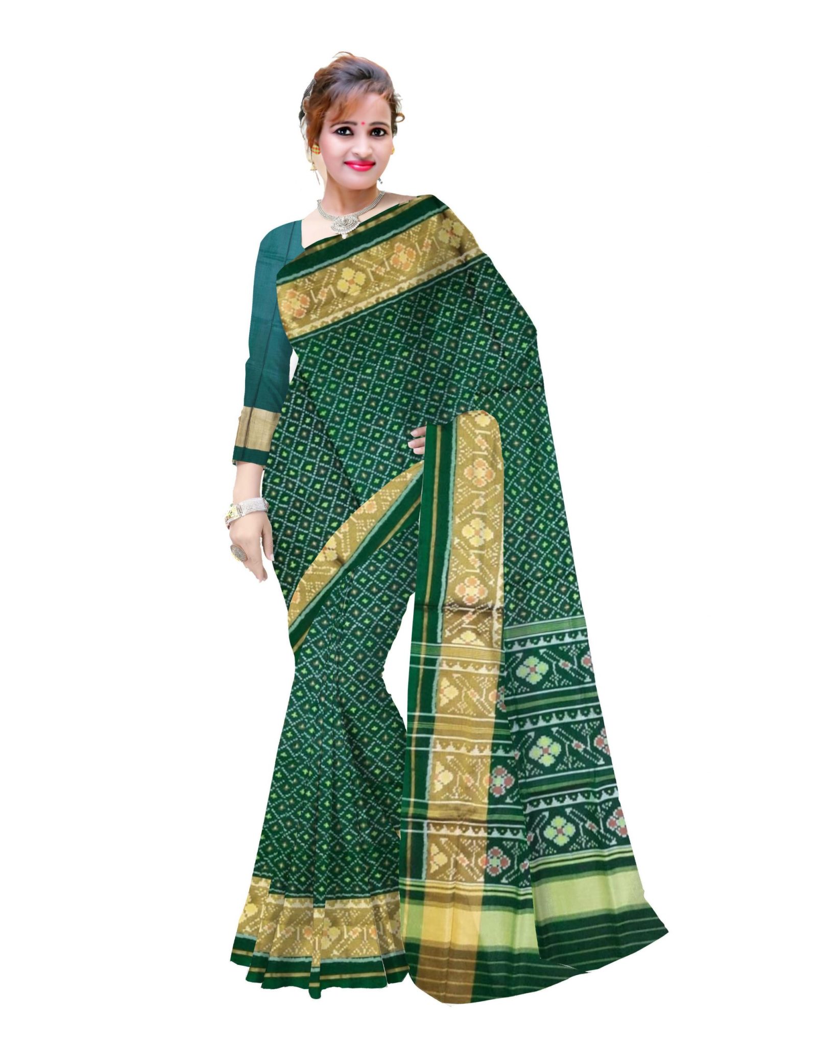 rajkotipatola Traditional Green Patola Saree