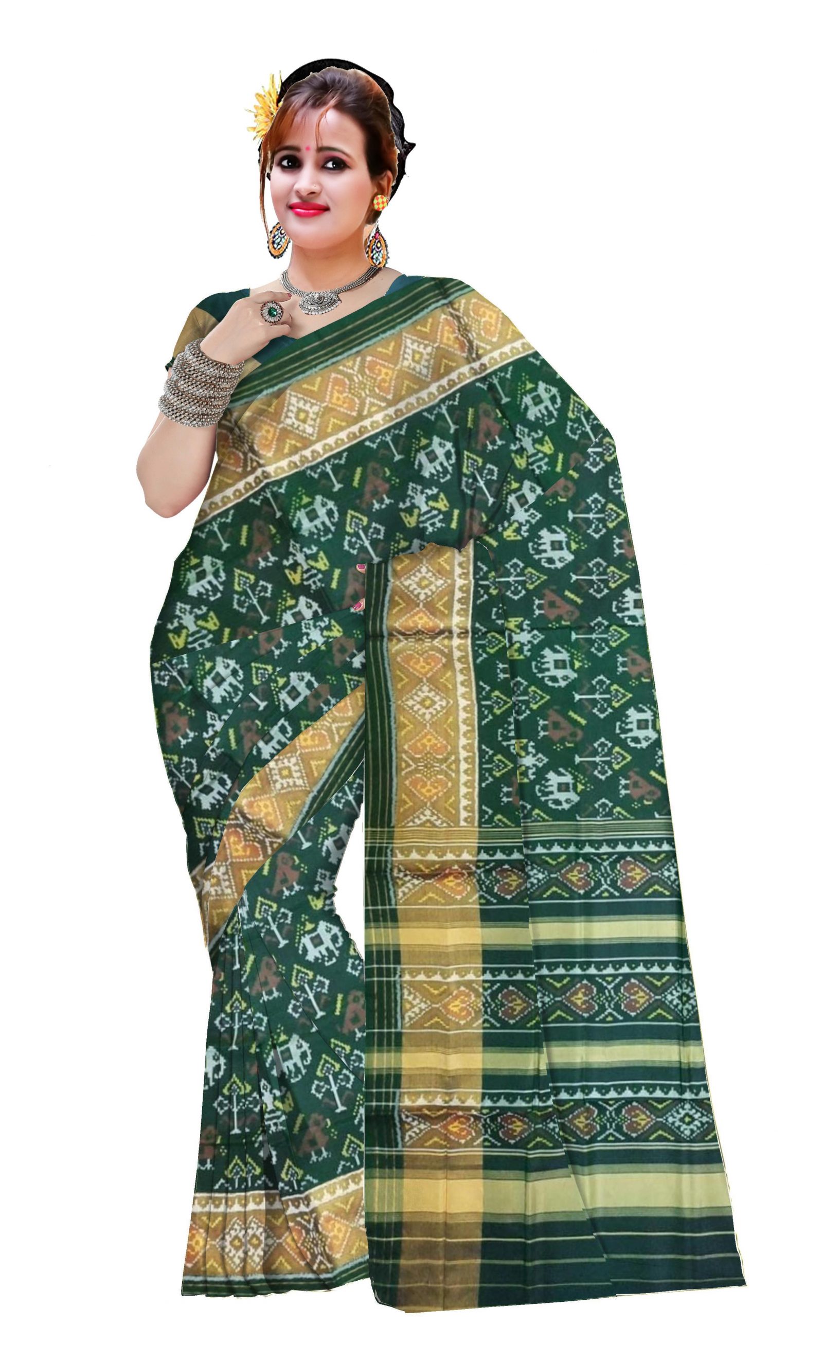 rajkotipatola Traditional Green Patola Saree