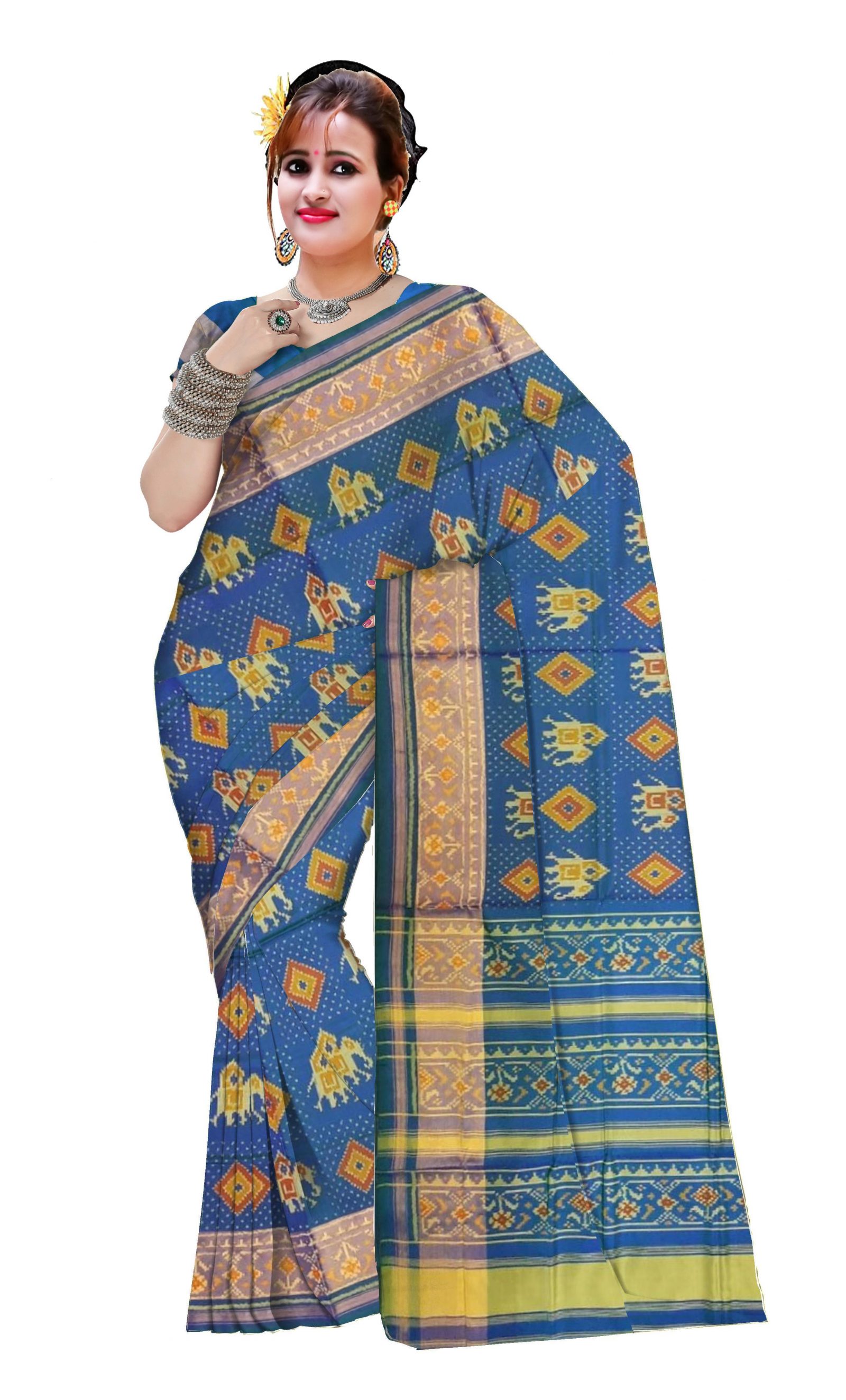 rajkotipatola Traditional Sky Blue Patola Saree