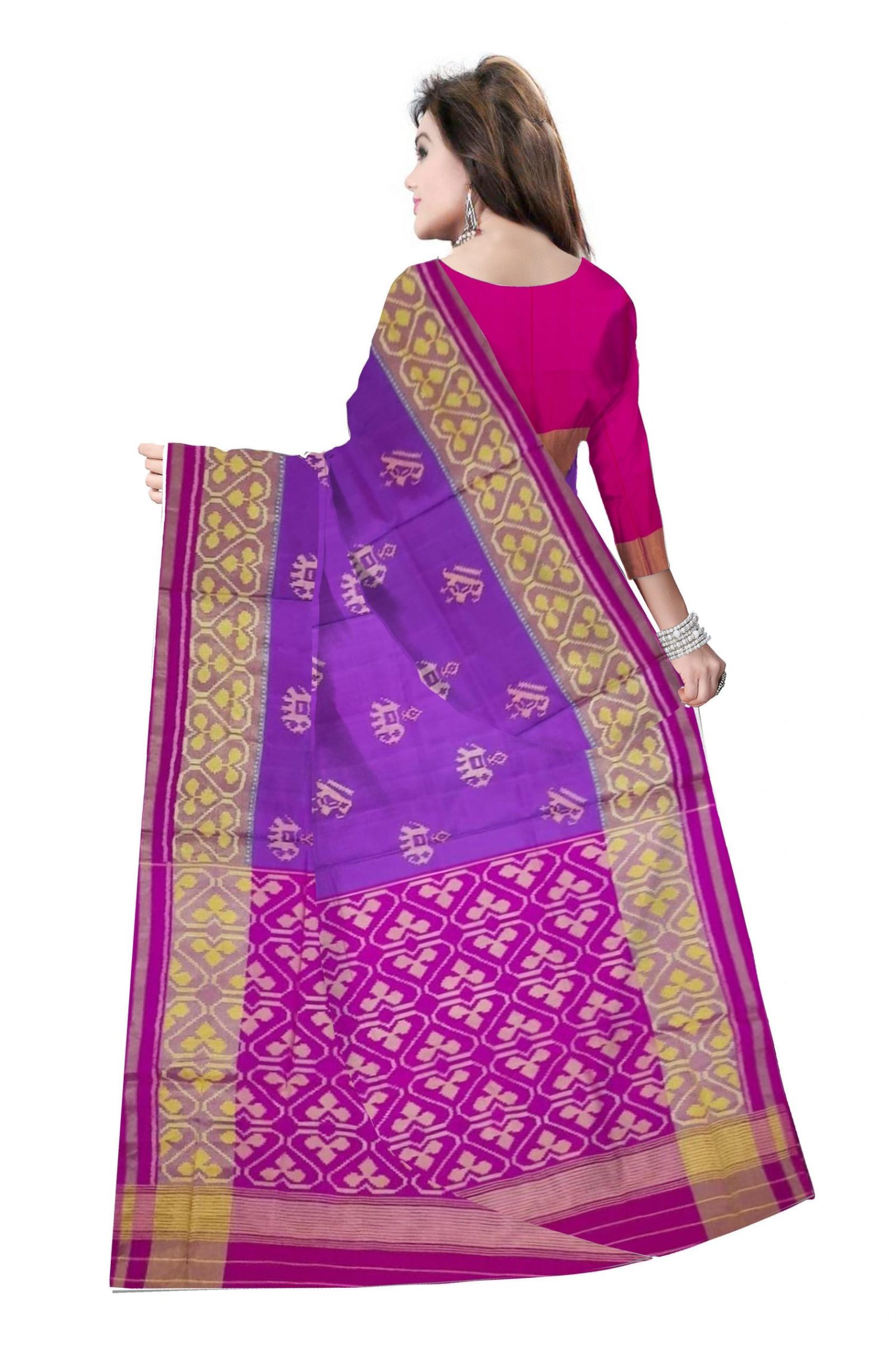 Traditional Pink Purple Patola Saree