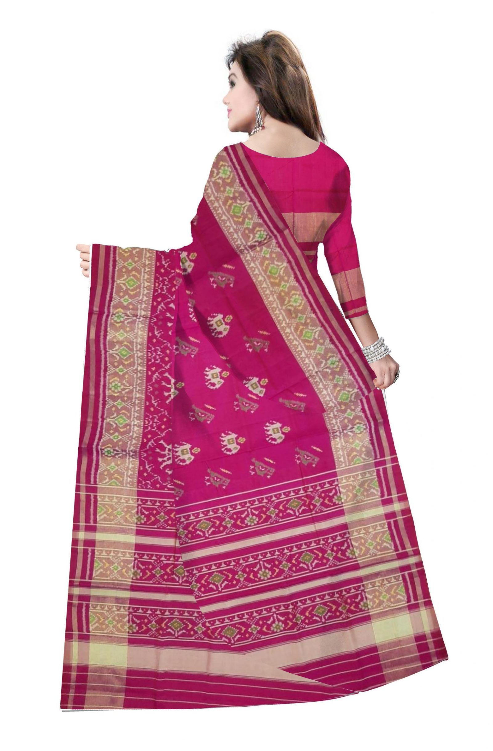 Traditional Pink Skirt Border Patola Saree