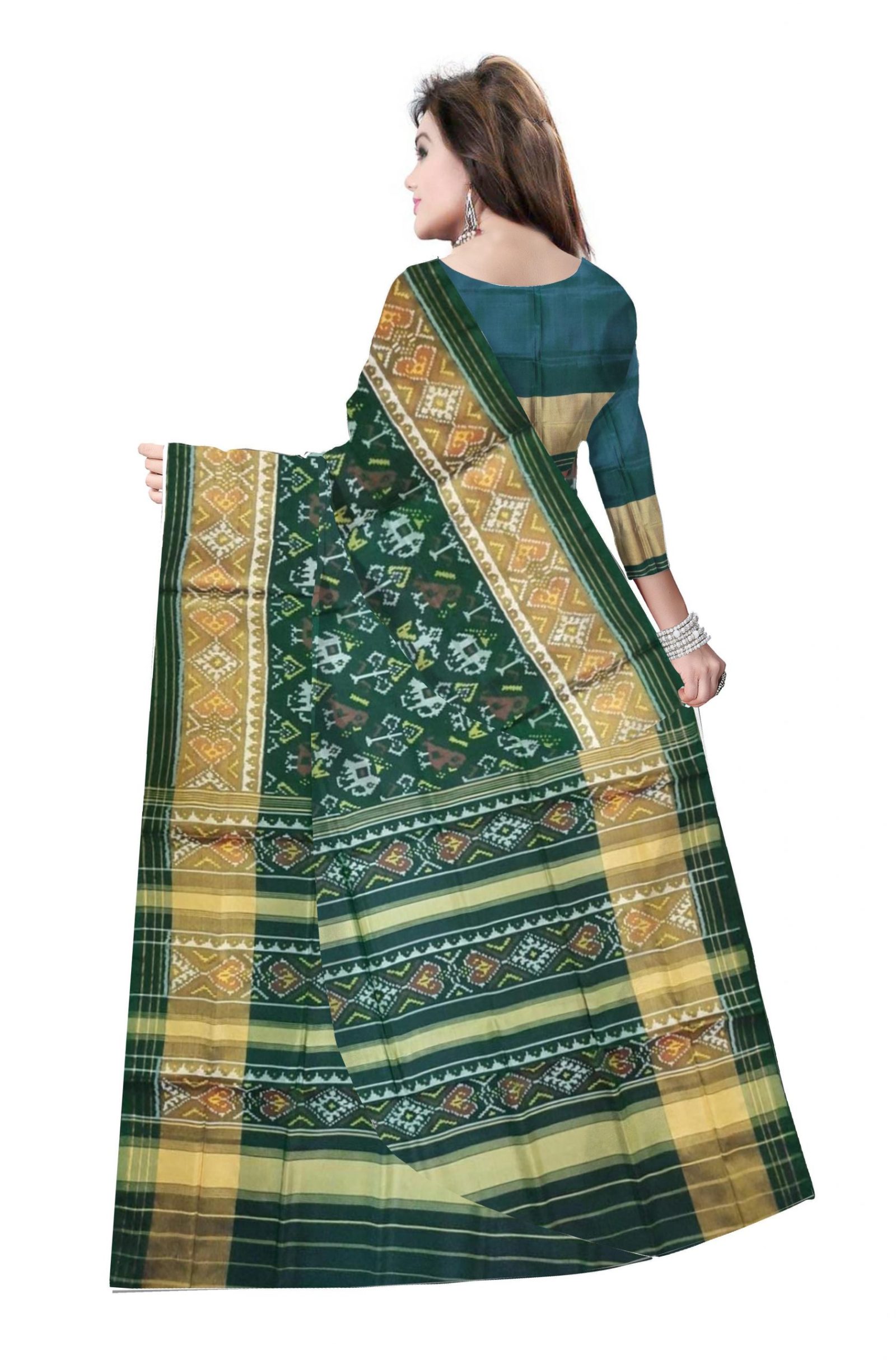 rajkotipatola Traditional Green Patola Saree