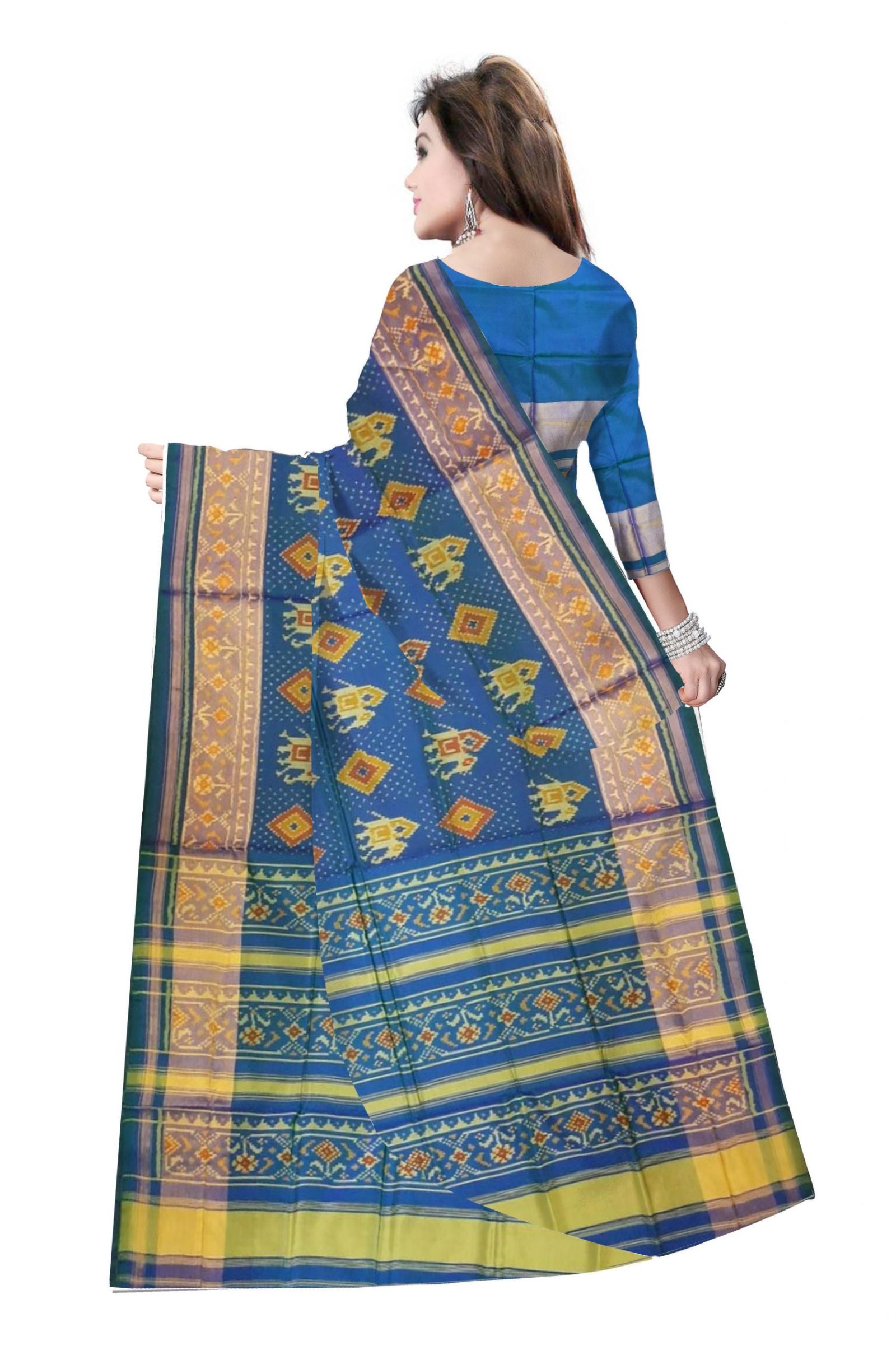 rajkotipatola Traditional Sky Blue Patola Saree