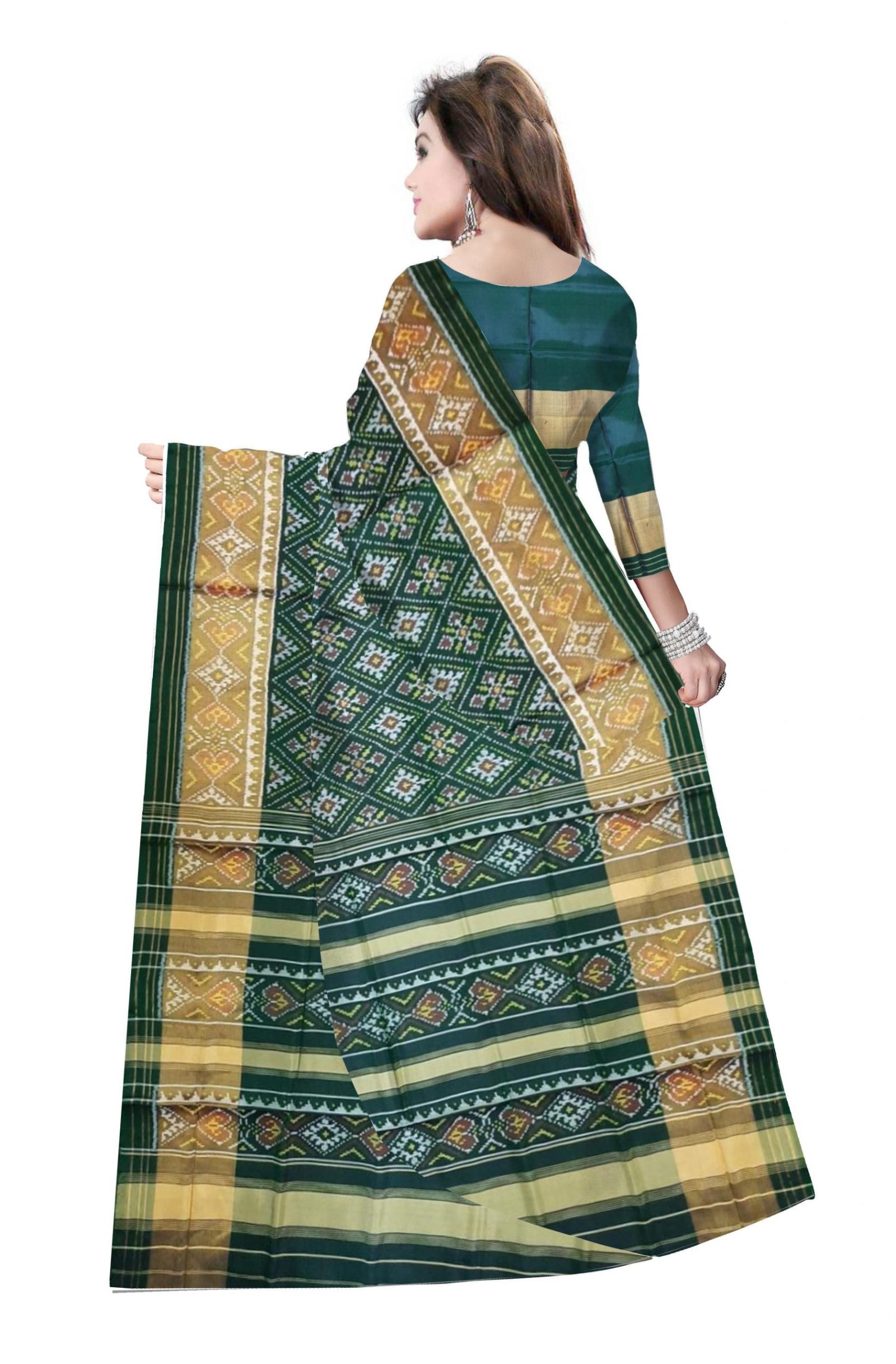 rajkotipatola Traditional Green Patola Saree