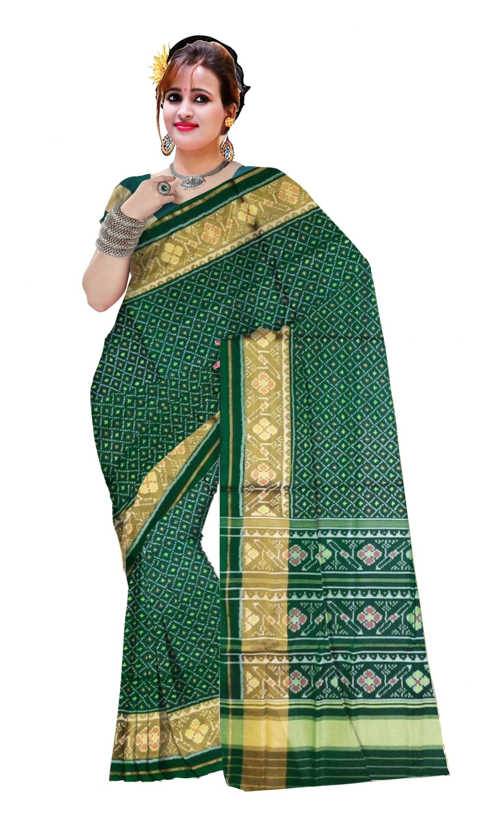 rajkotipatola Traditional Green Patola Saree