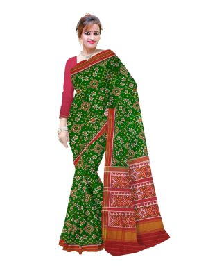 Traditional Single ikkat Red Green Navratan Patola Saree
