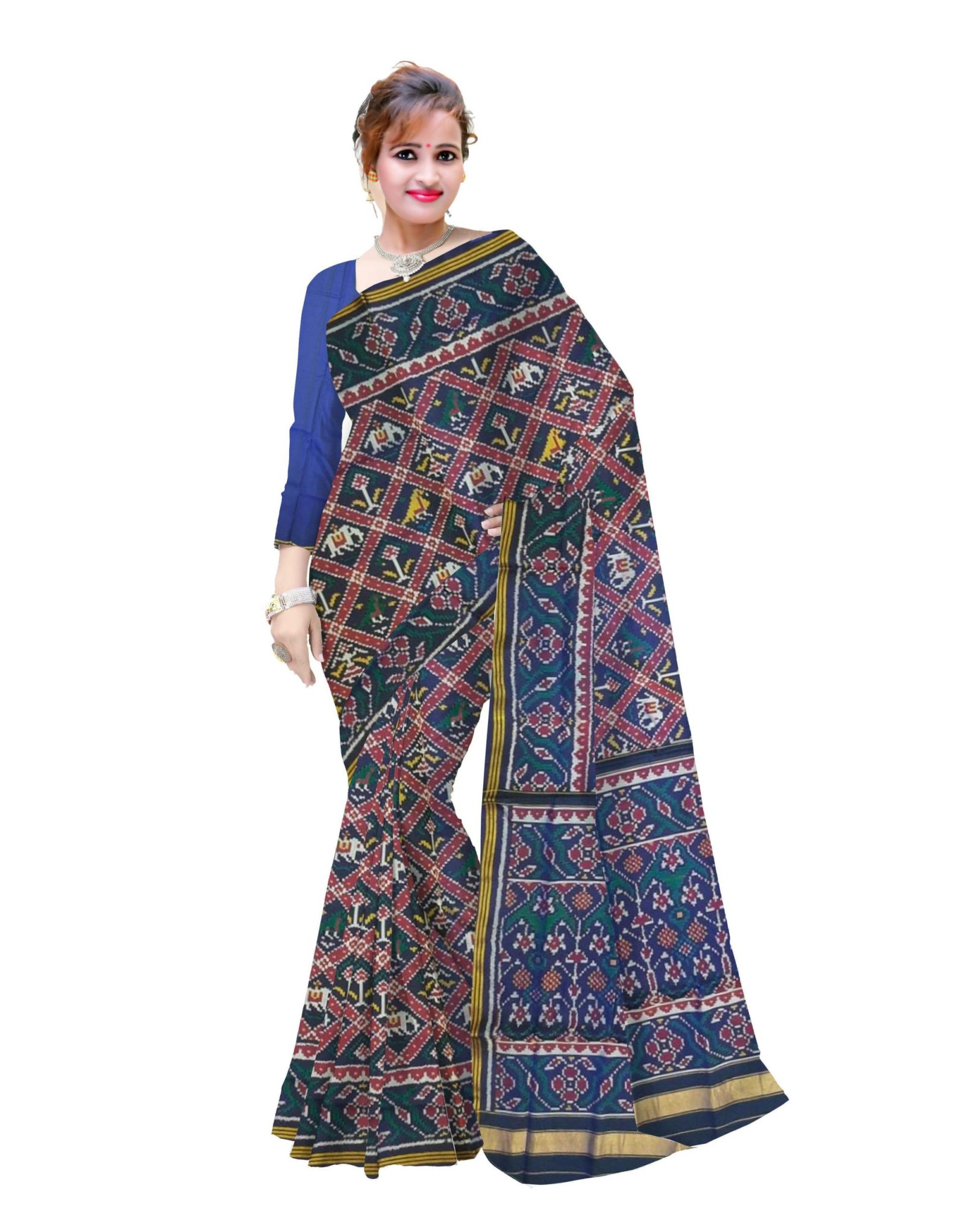 Traditional Single ikkat Blue Adtala Patola Saree