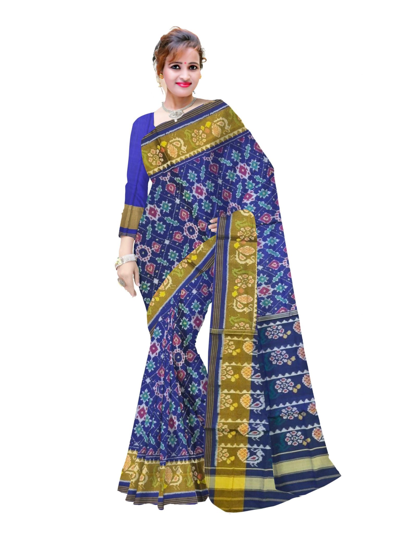 Traditional Rajkot Blue Patola Saree