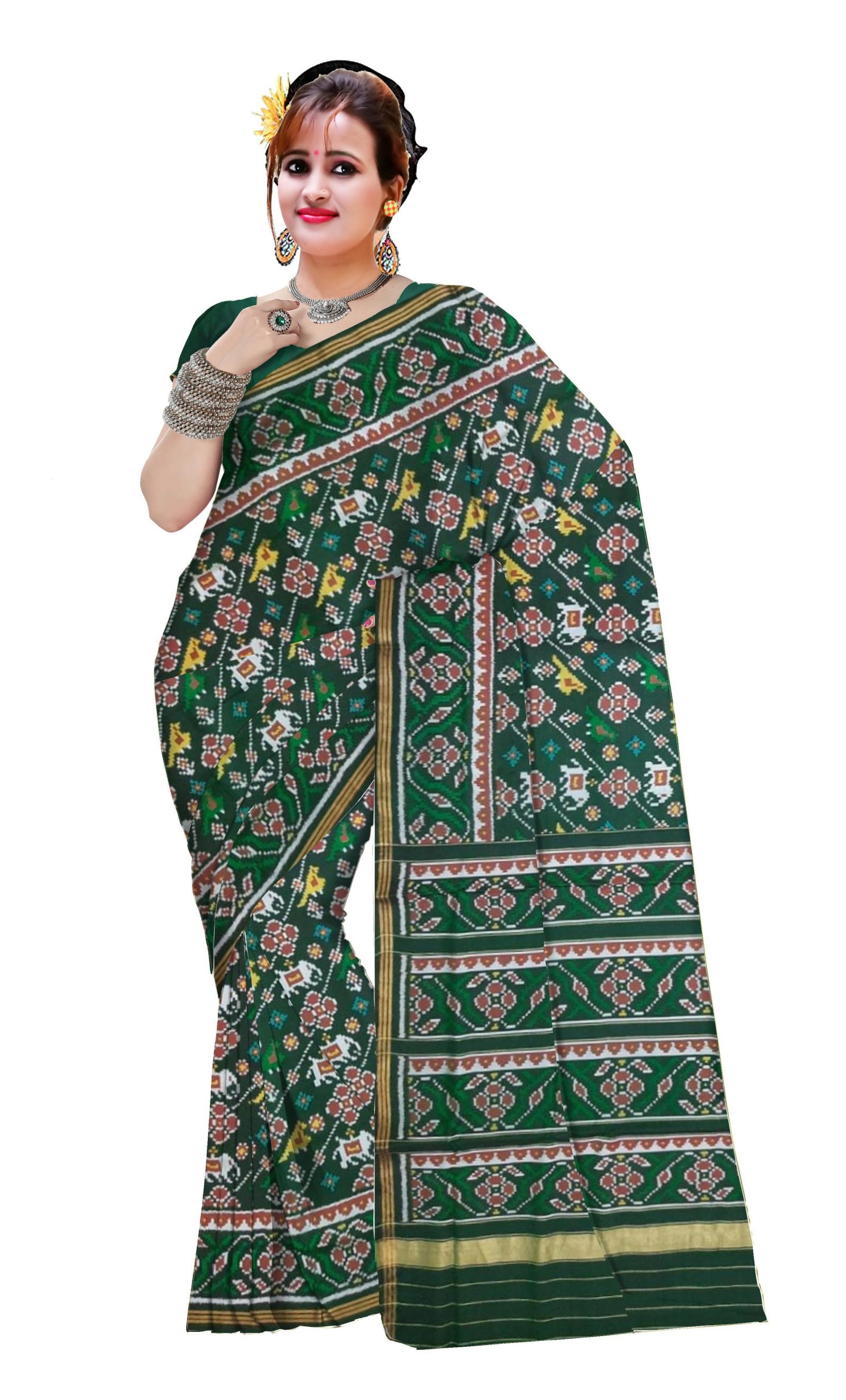 Traditional Single ikkat Green Patola Saree