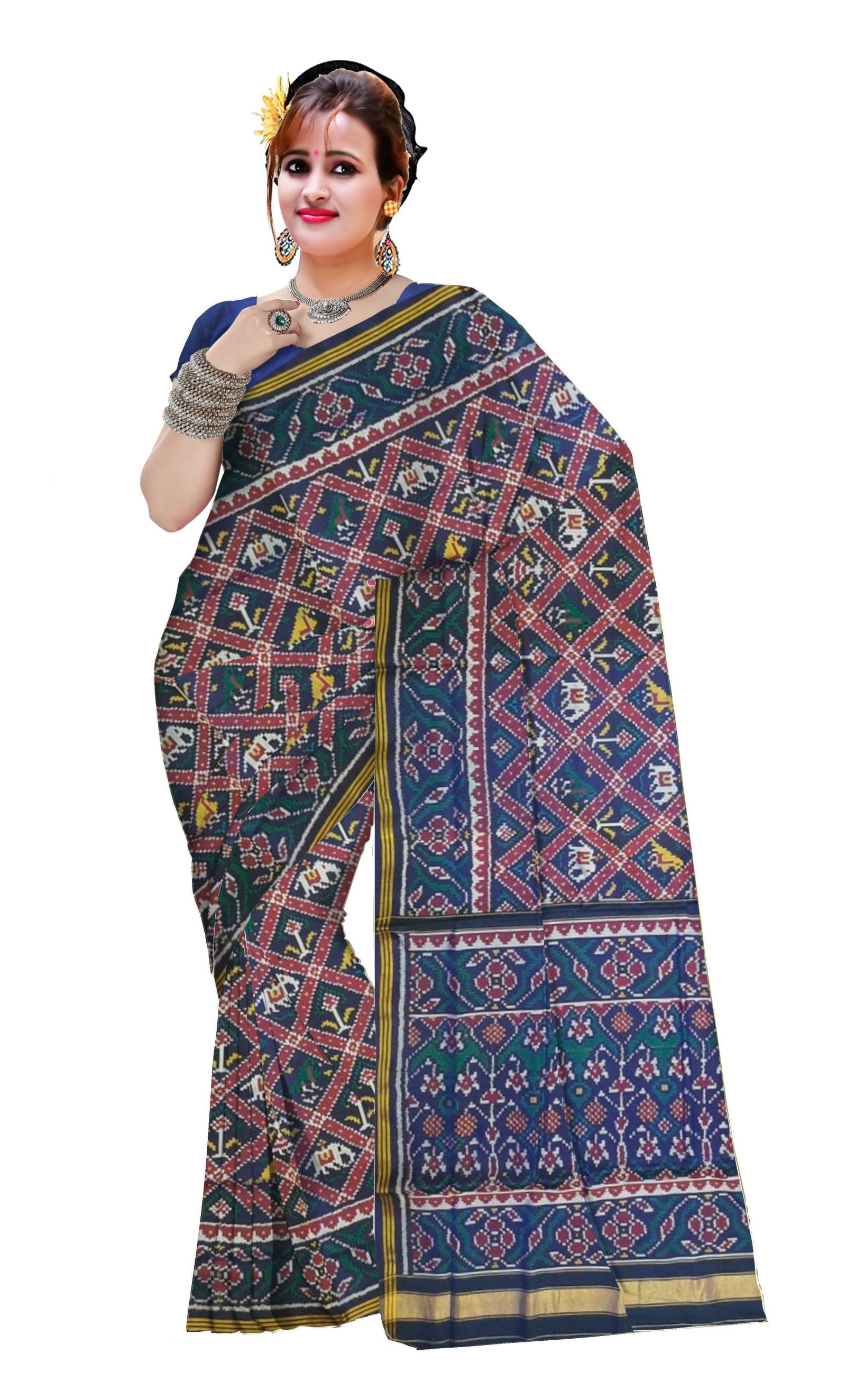 Traditional Single ikkat Blue Adtala Patola Saree