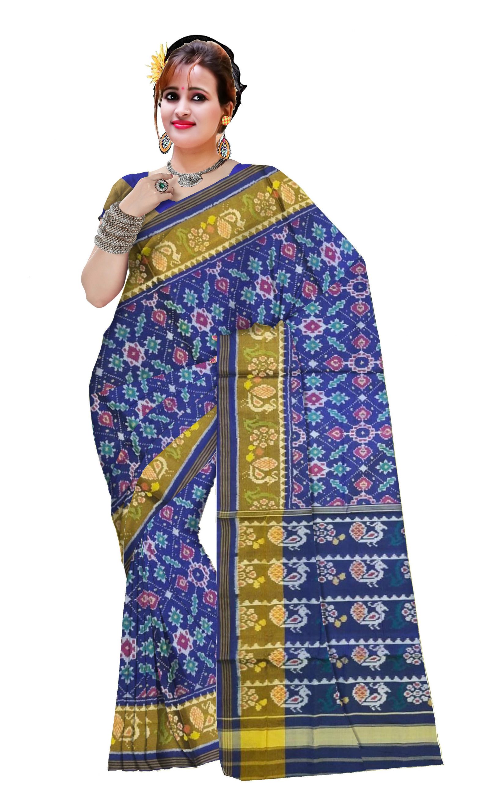 Traditional Rajkot Blue Patola Saree