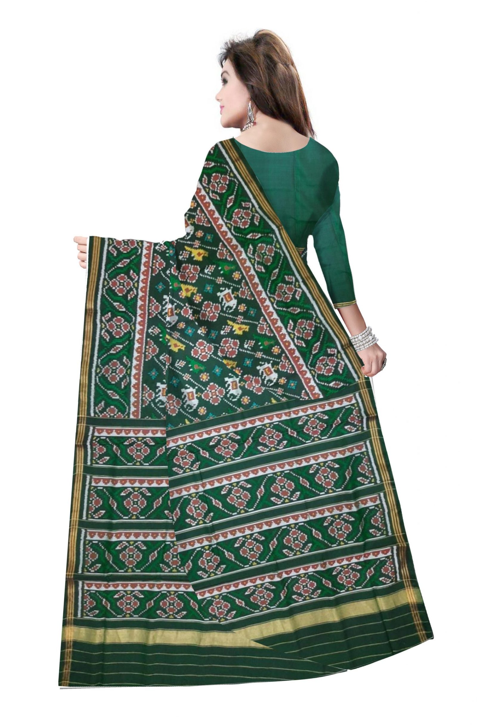 Traditional Single ikkat Green Patola Saree