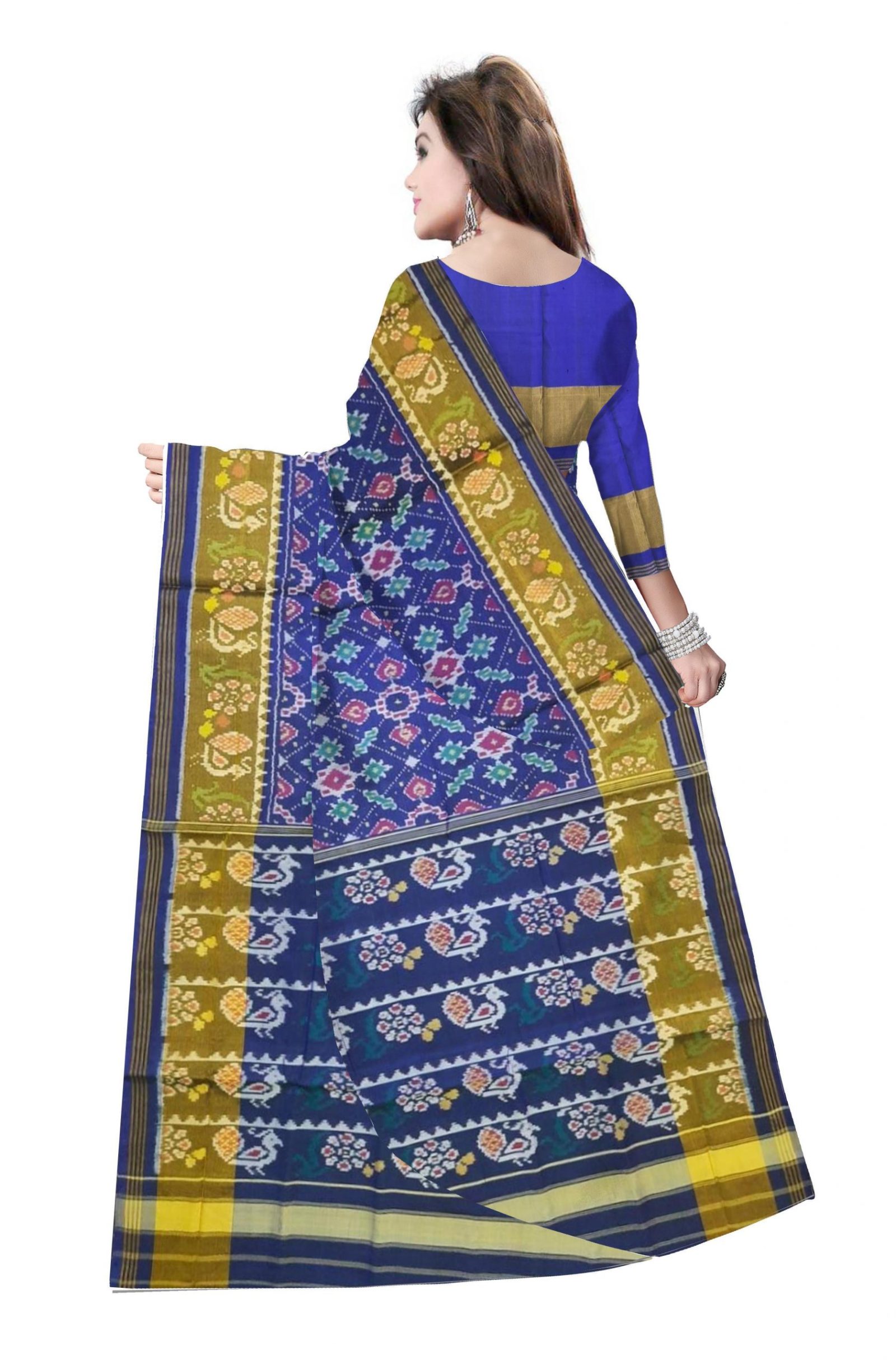 Traditional Rajkot Blue Patola Saree