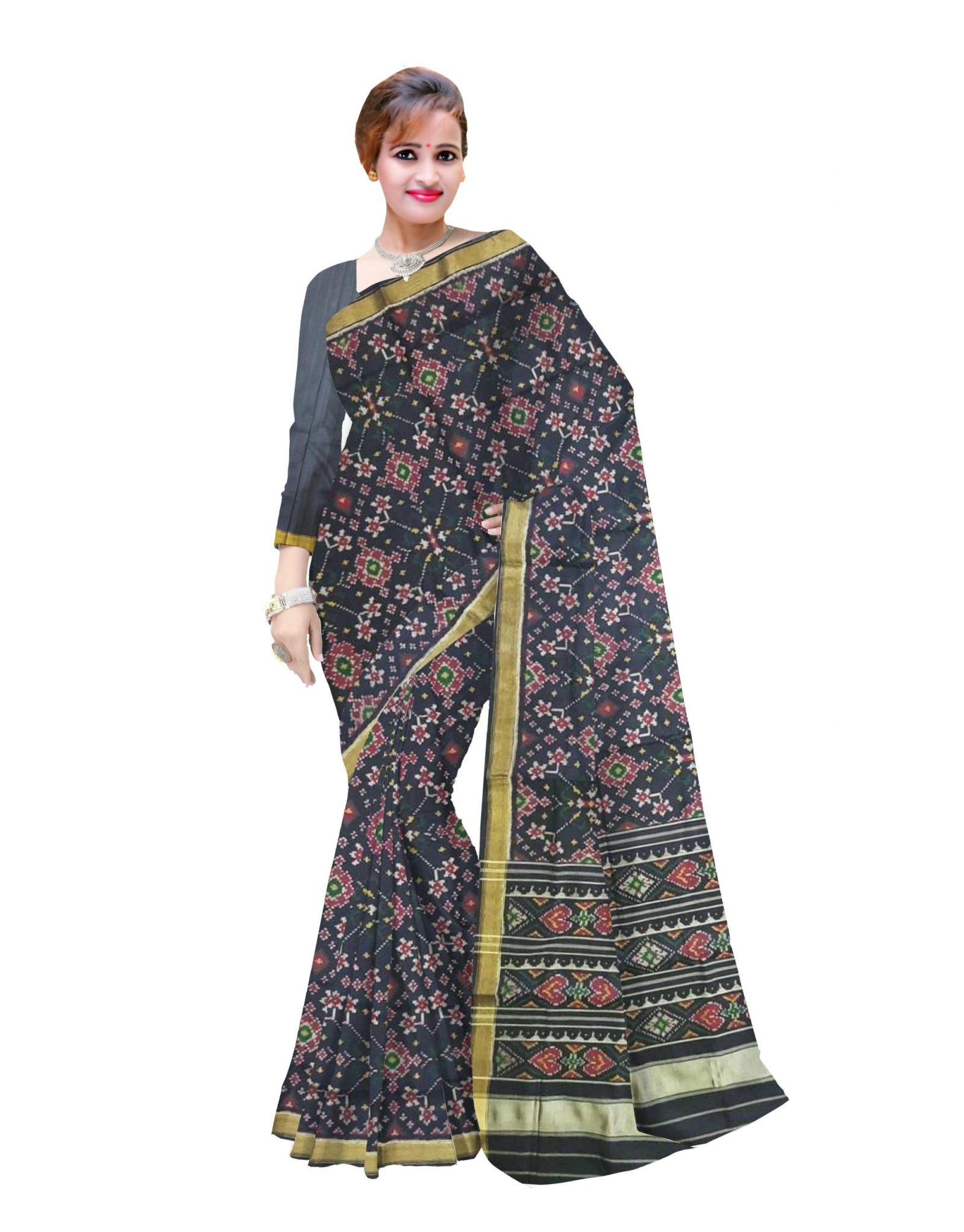 Traditional Rajkot Black Navratan Patola Saree