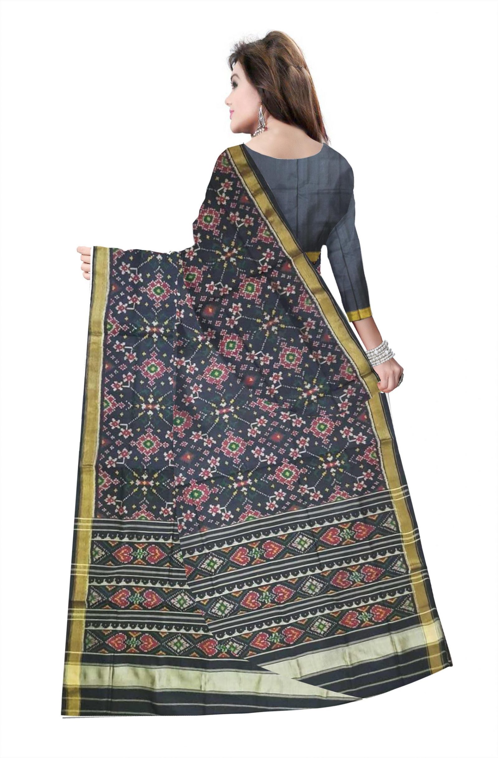 Traditional Rajkot Black Navratan Patola Saree