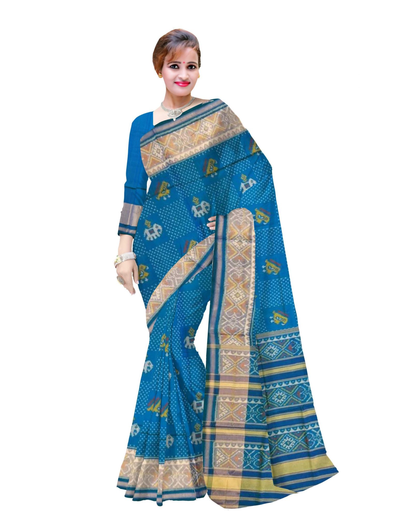 Traditional Rajkot Sky Blue Patola Saree