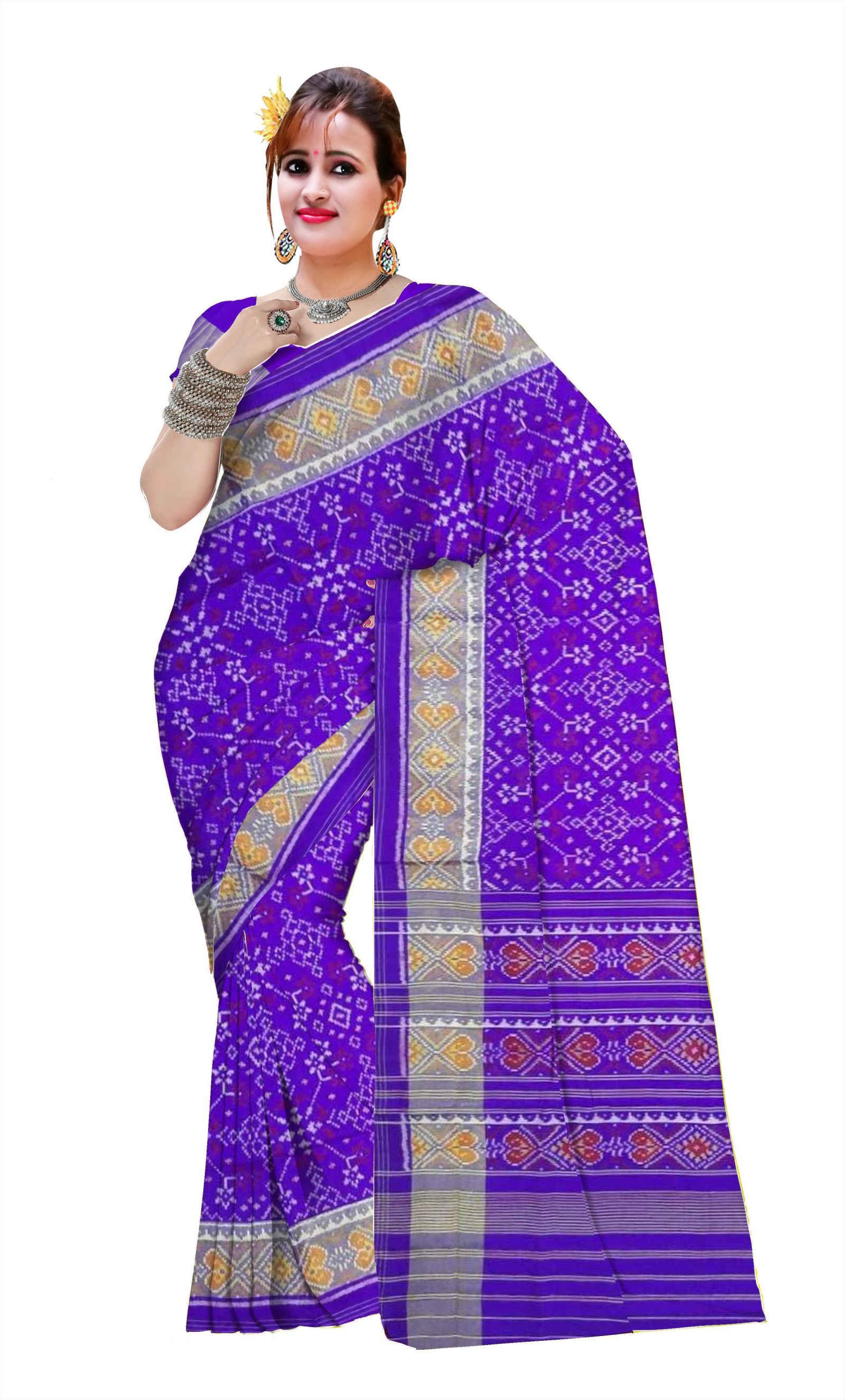 Traditional Rajkot Purple Navratan Patola Saree