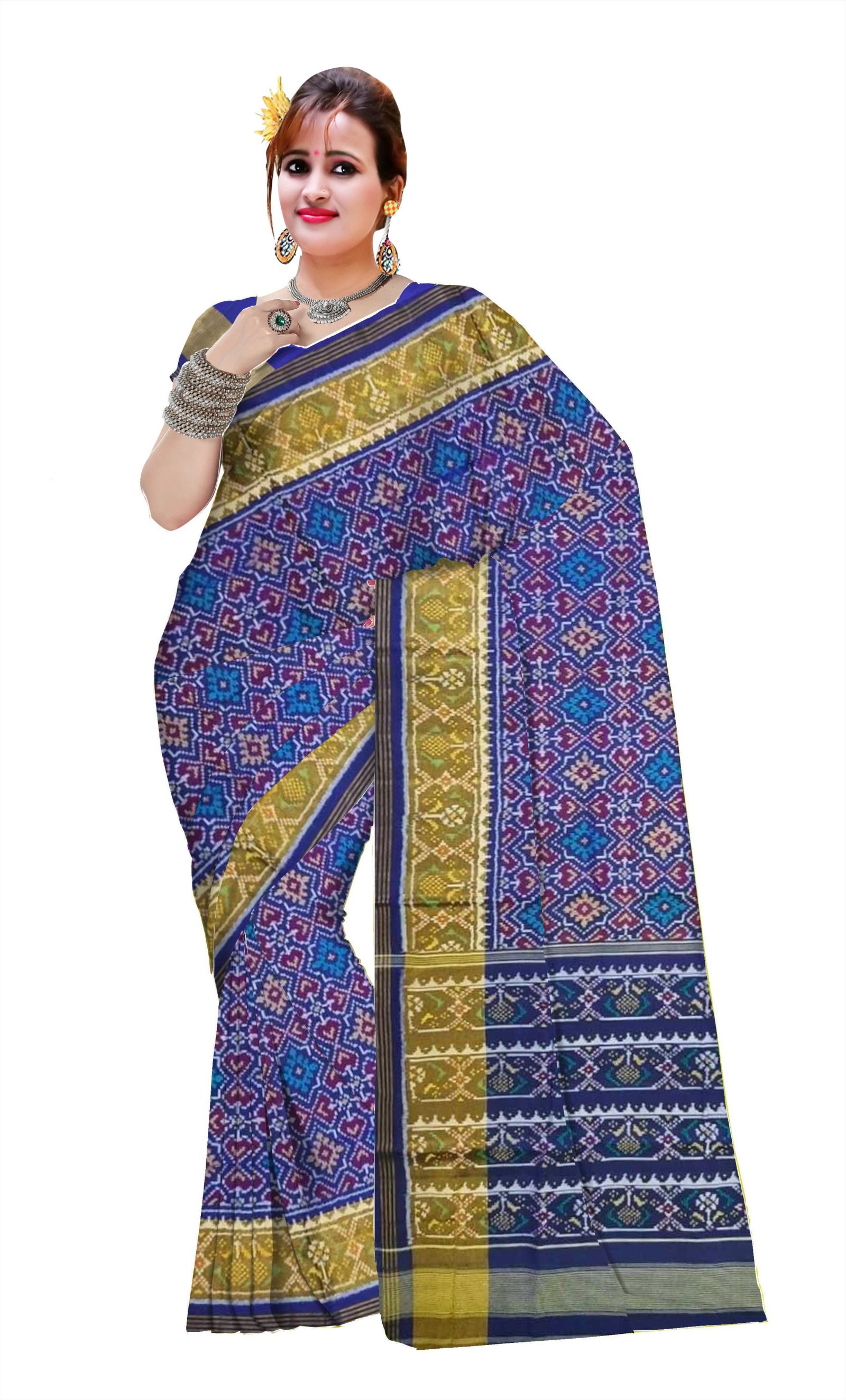 Traditional Rajkot Blue Panchanda Patola Saree