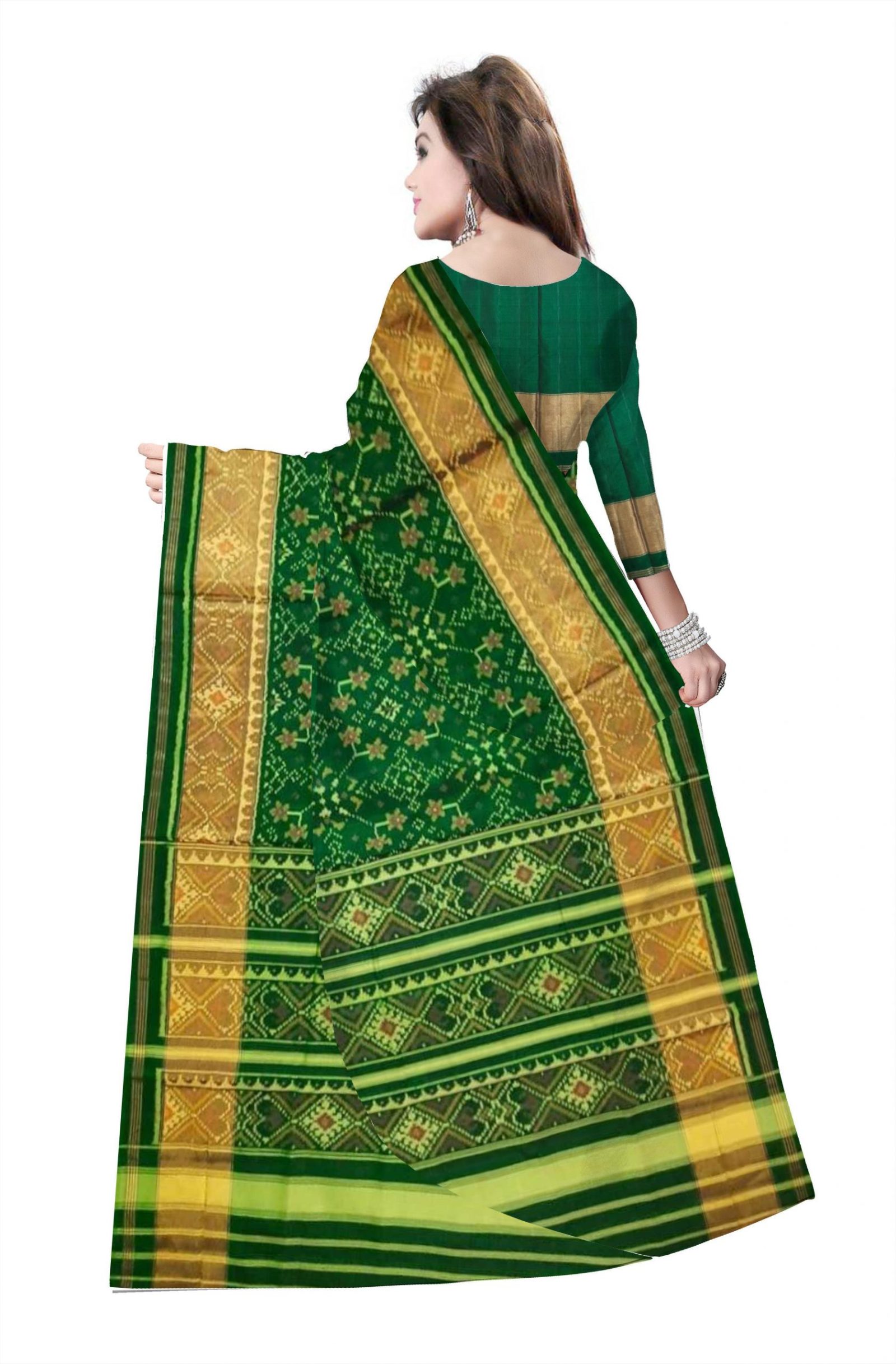 Traditional Rajkot Green Navratan Patola Saree