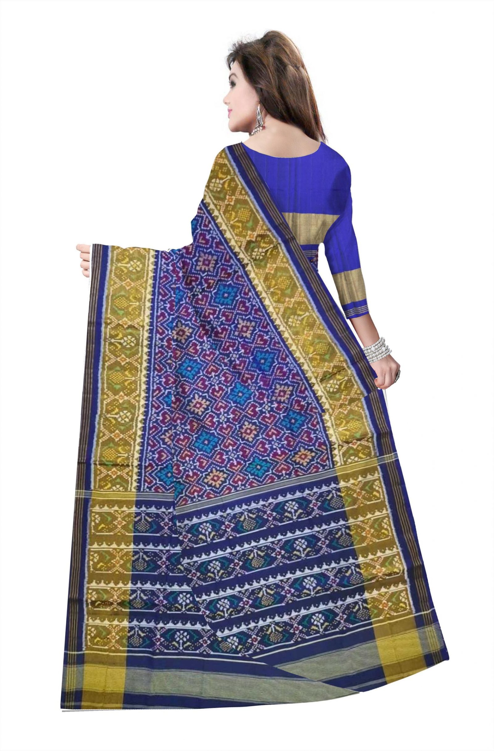 Traditional Rajkot Blue Panchanda Patola Saree