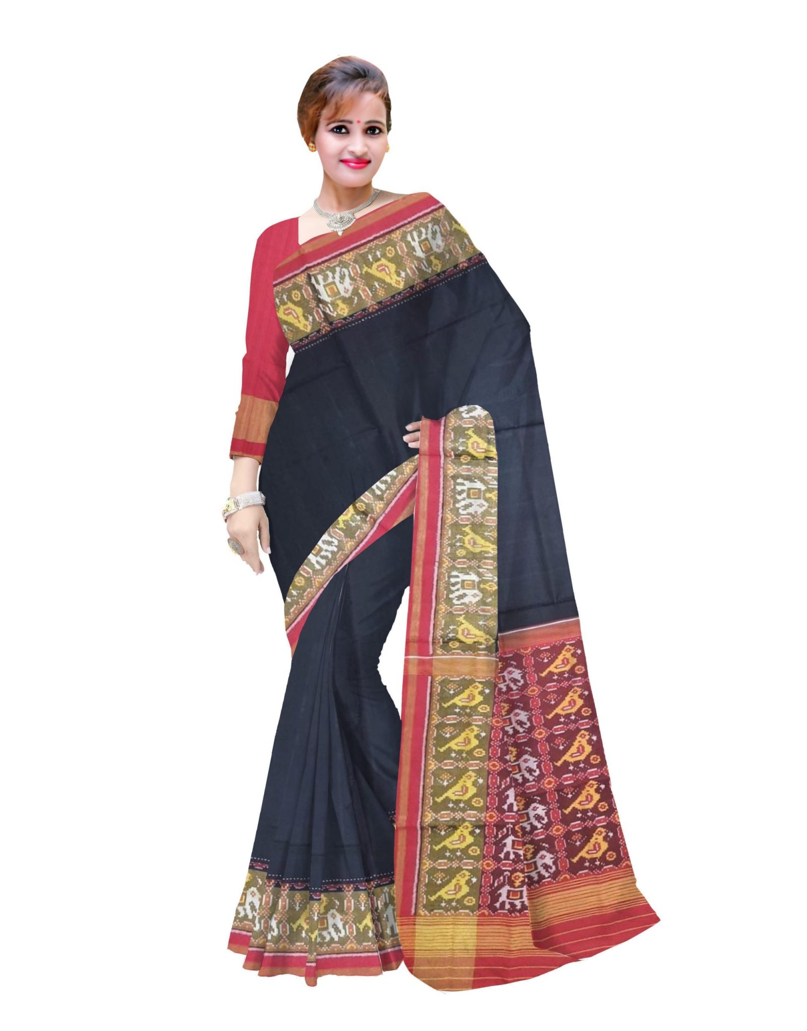 Traditional Rajkot Red Black Gala Border Patola Saree