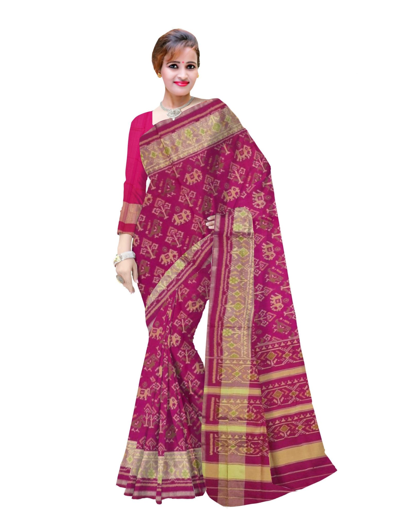 Traditional Rajkot Pink Narikunj Patola Saree