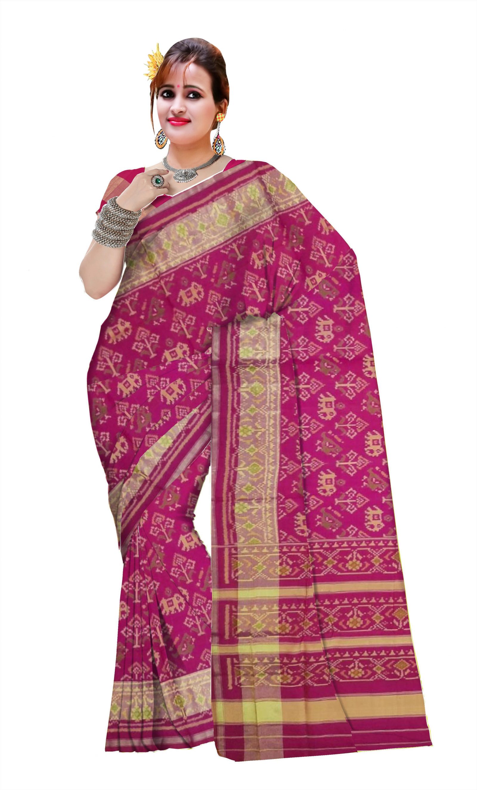 Traditional Rajkot Pink Narikunj Patola Saree