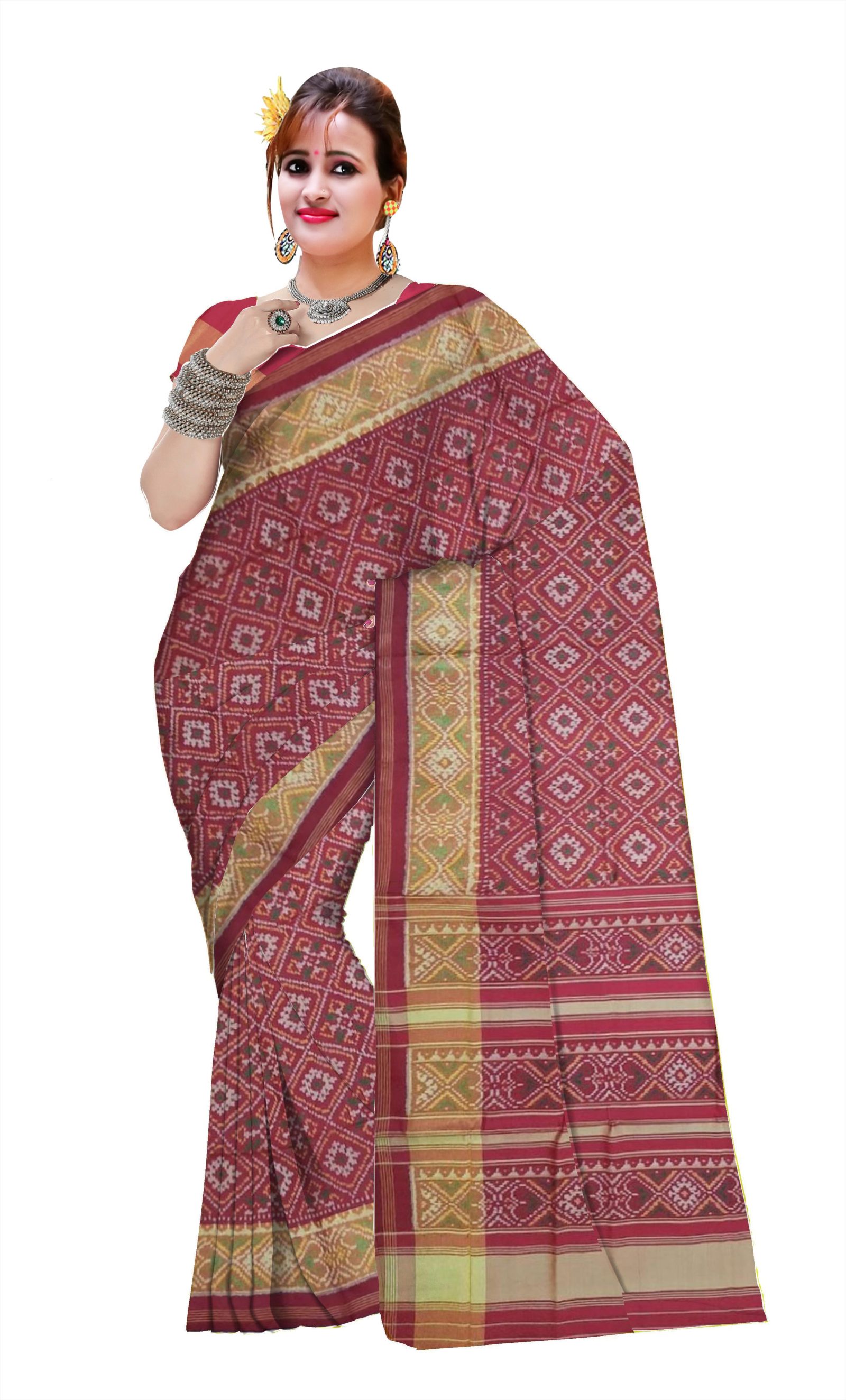 Traditional Rajkot Red Panchanda Patola Saree