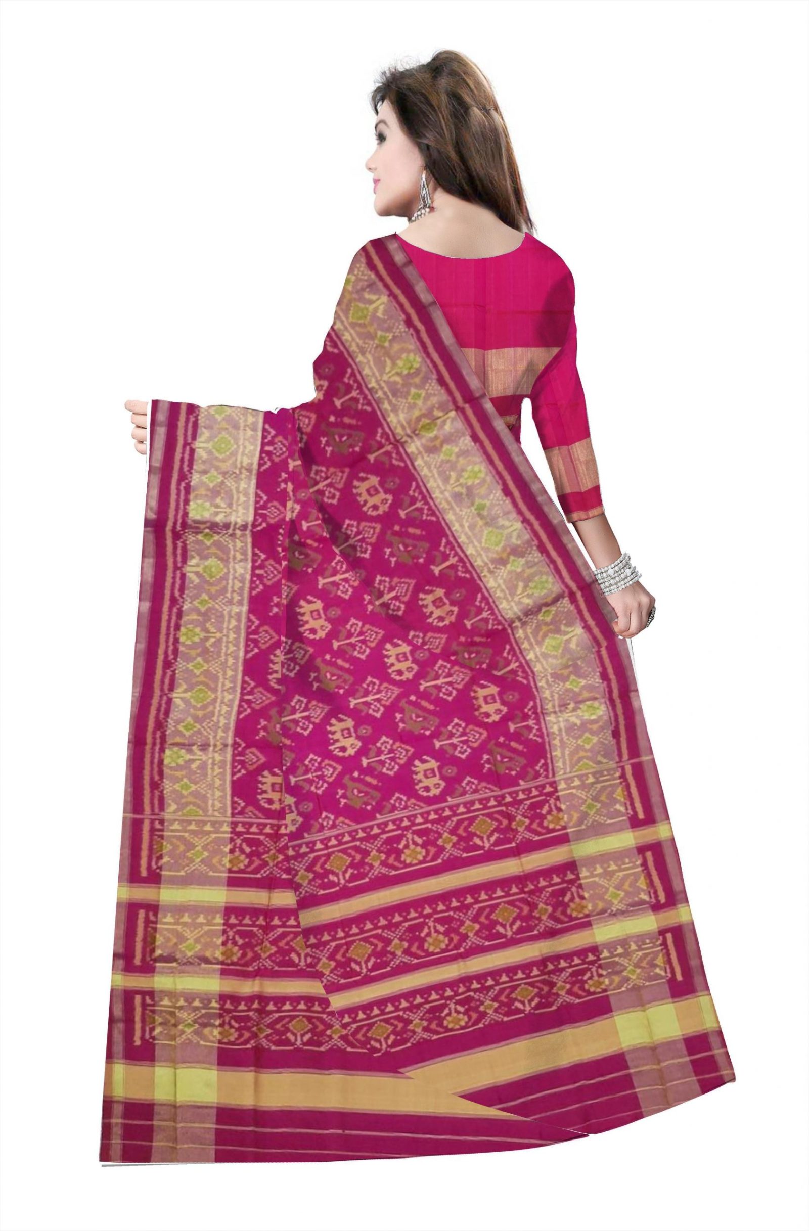 Traditional Rajkot Pink Narikunj Patola Saree