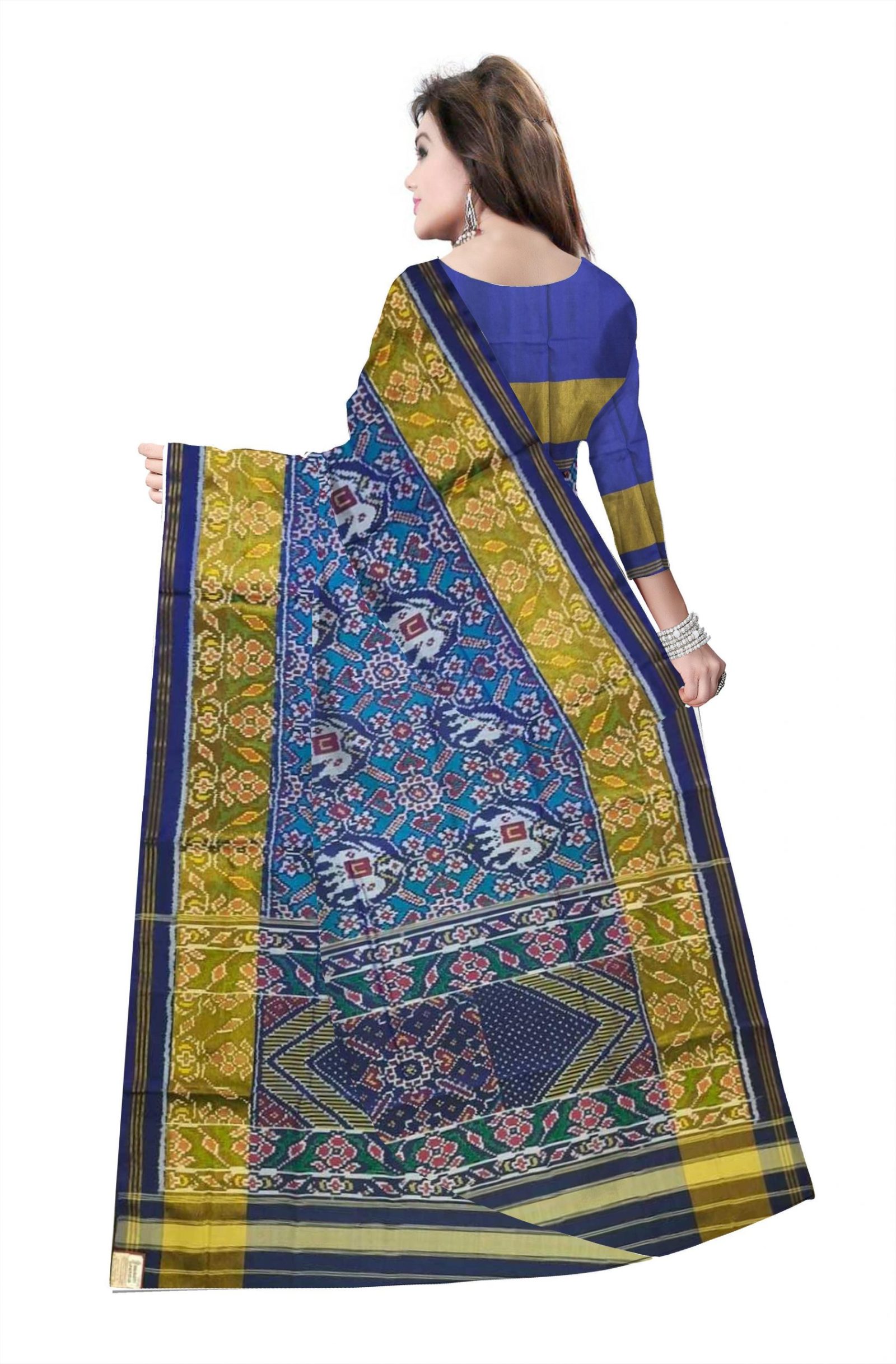 Traditional Rajkot Blue SkyBlue Patola Saree