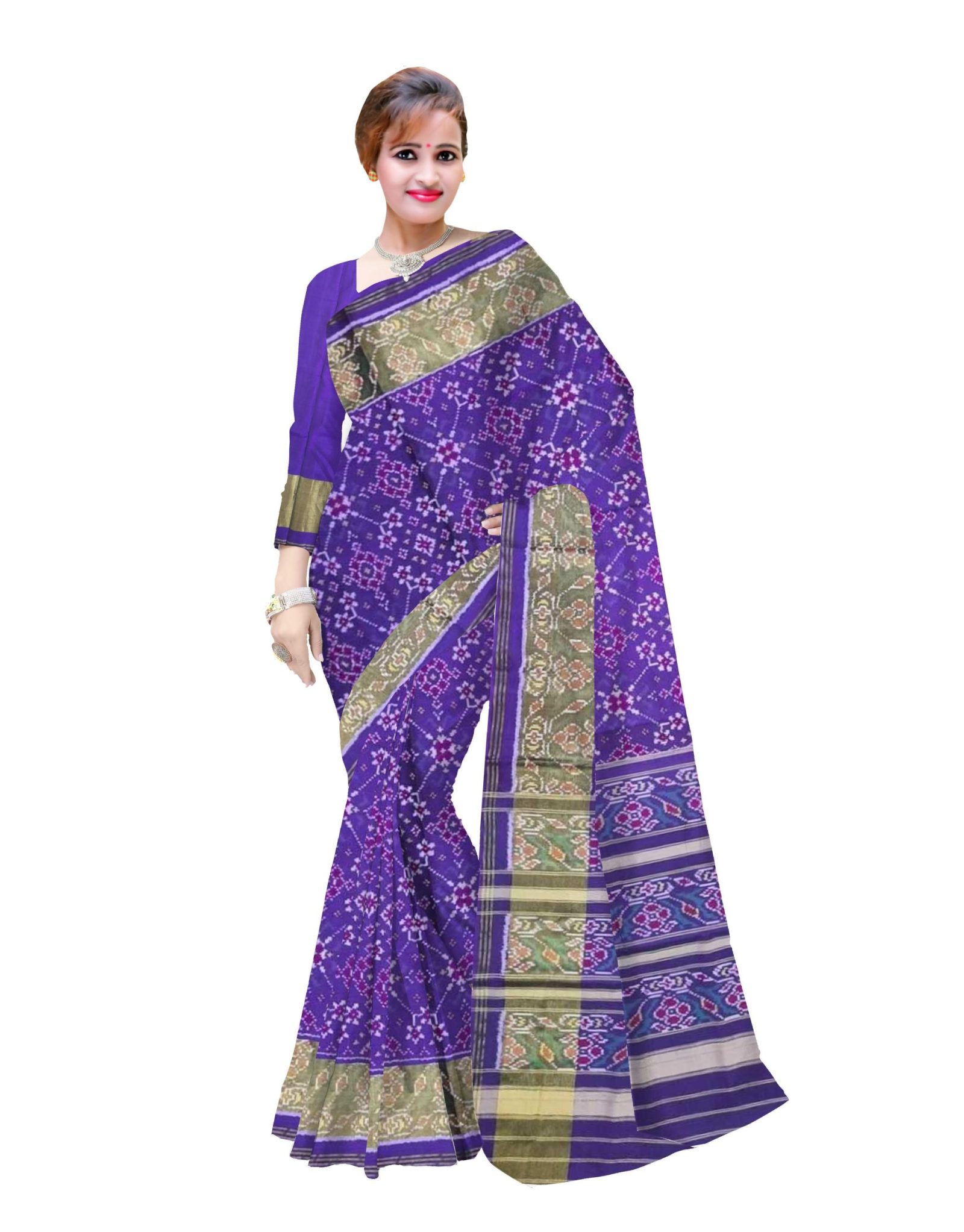 Traditional Rajkot Purple Navratan Patola Saree