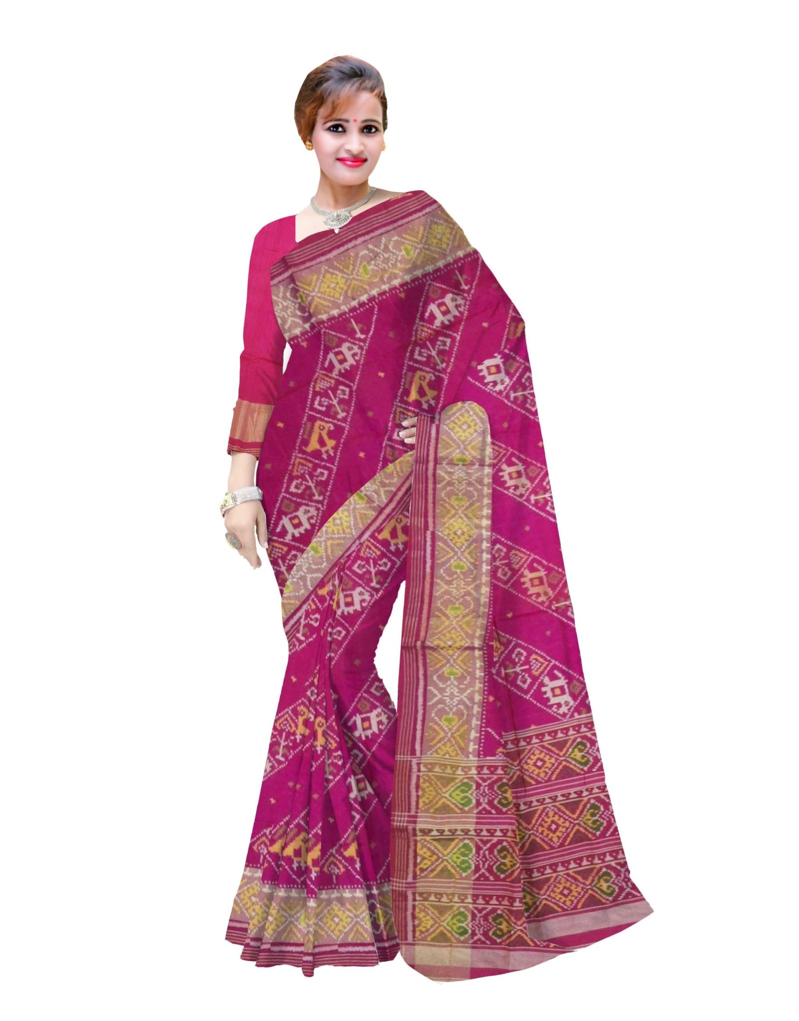 Traditional Rajkot Pink Lehariya Patola Saree