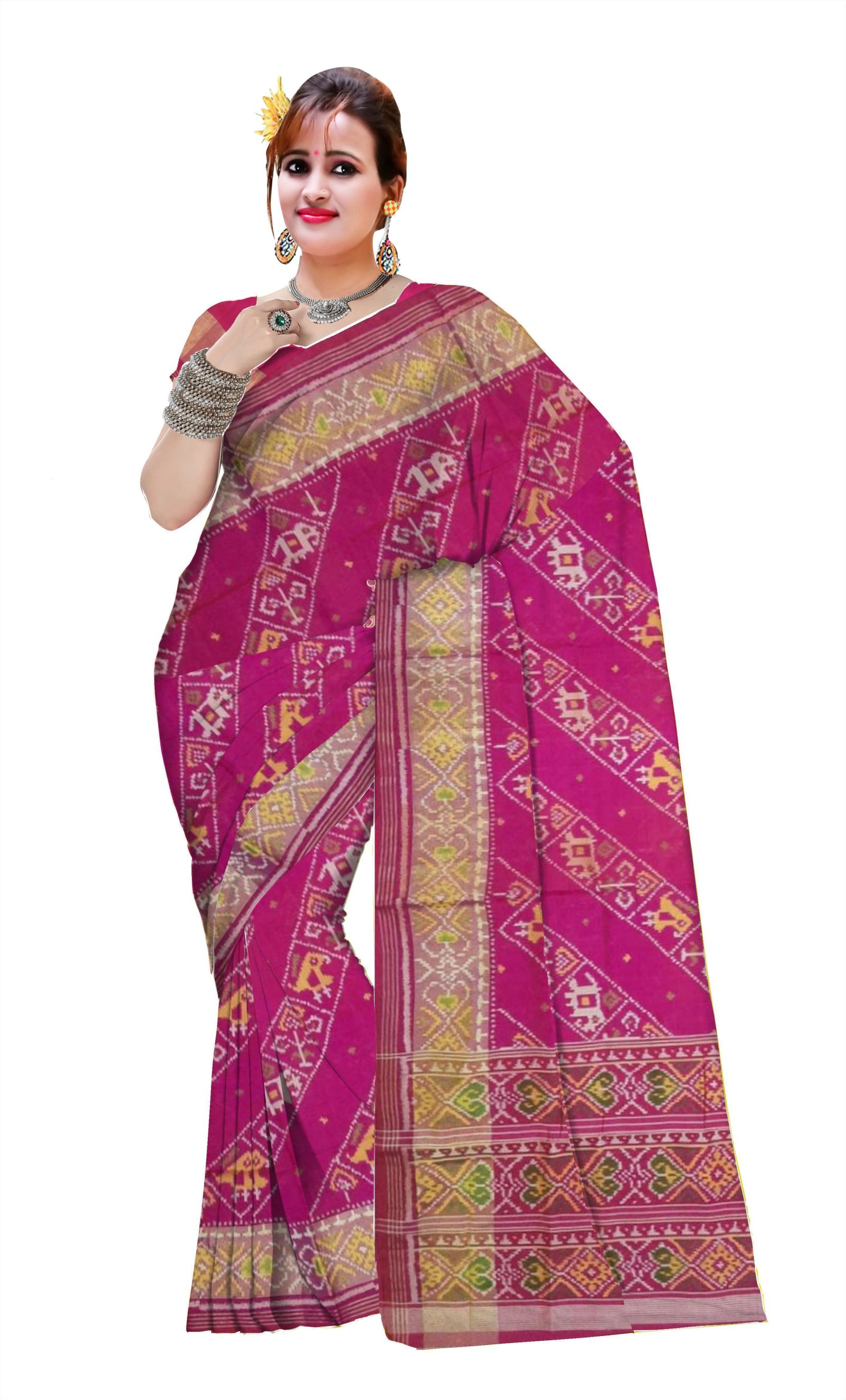 Traditional Rajkot Pink Lehariya Patola Saree