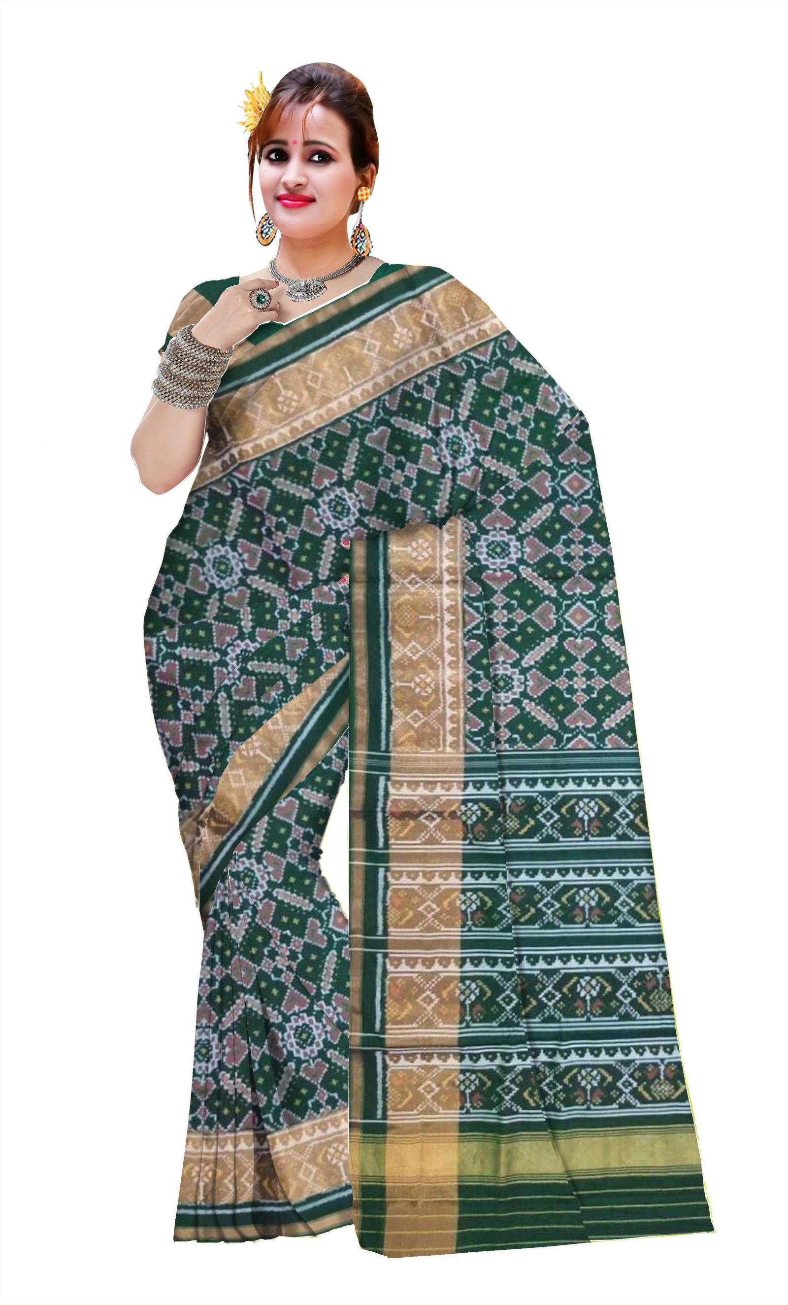 @Rajkotipatola #rajkotipatola Traditional Rajkot Green Manekchok Patola Saree