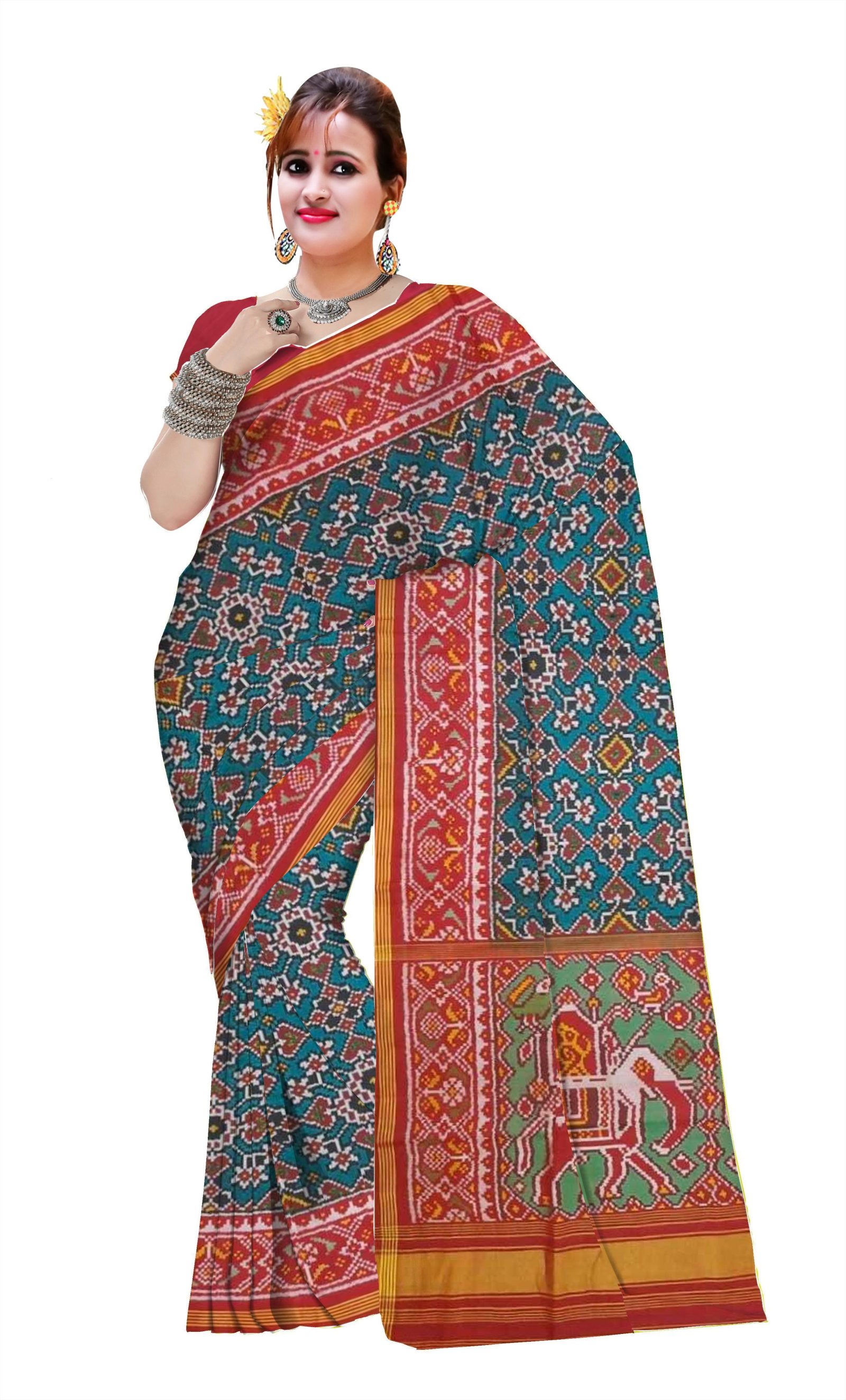 @Rajkotipatola #rajkotipatola Traditional Single ikkat Red CBlue Ratanchok Patola Saree