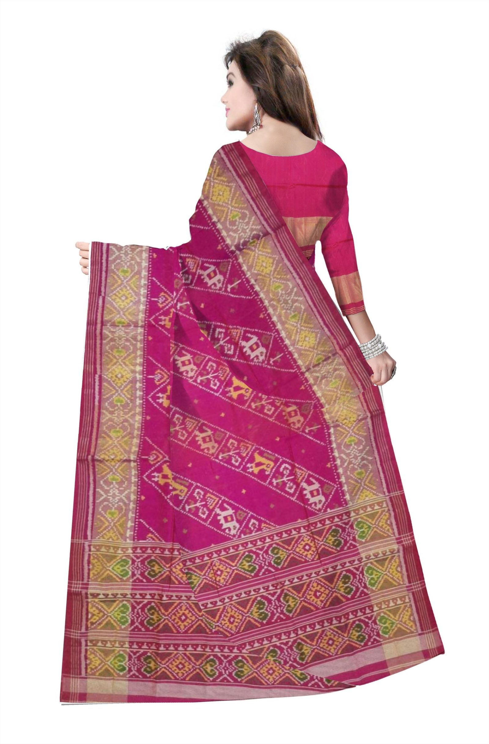 Traditional Rajkot Pink Lehariya Patola Saree