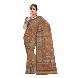 Traditional Rajkot Tissue Border Rust Orange Narikunj Patola Sare