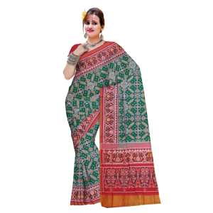Traditional Single ikkat Red Green Manekchok Patola Saree