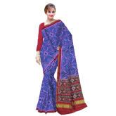 Traditional Single ikkat Red Peacockblue Manekchok Patola Saree