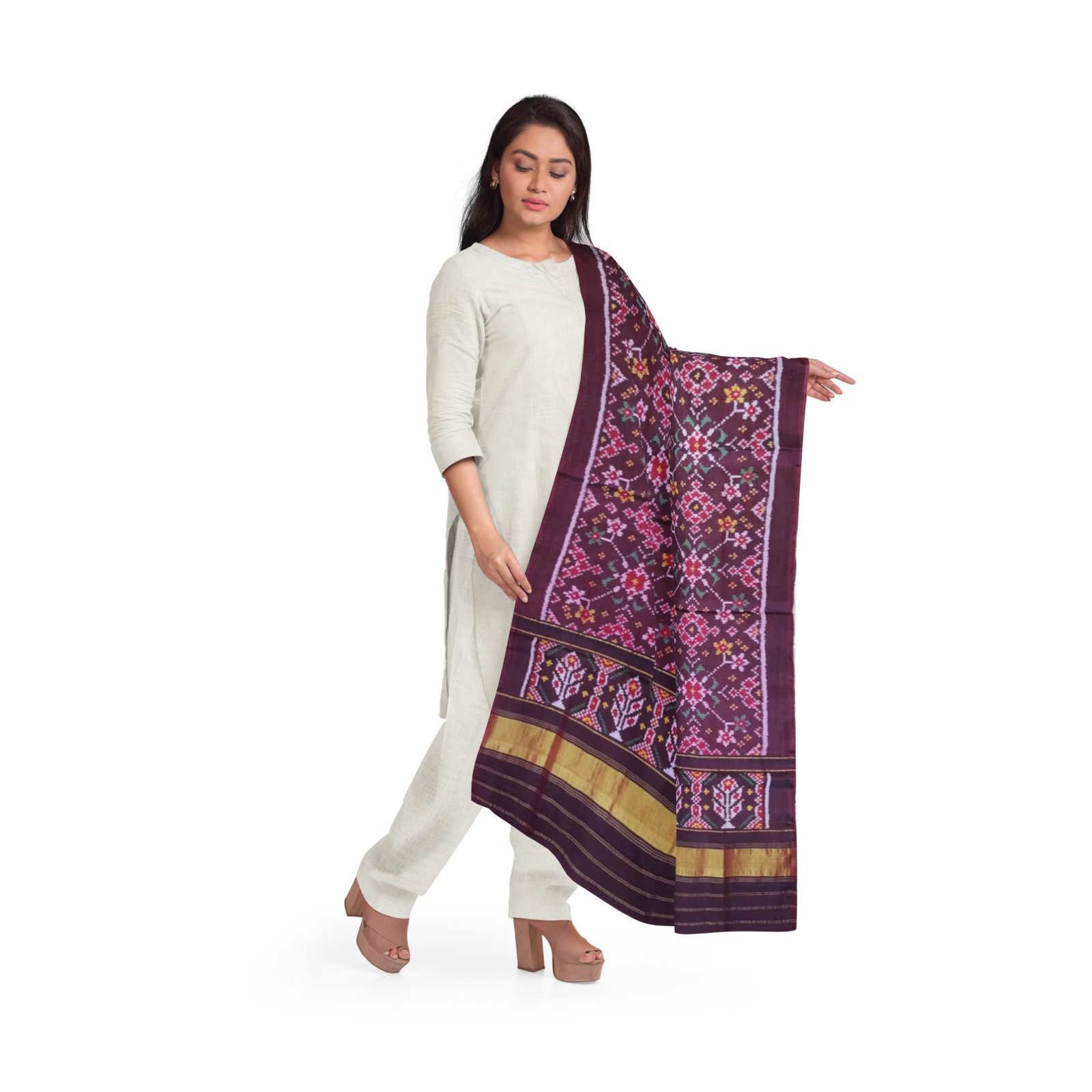 @Rajkotipatola #rajkotipatola Traditional Single ikkat WineMaroon Narikunj Patola Dupatta