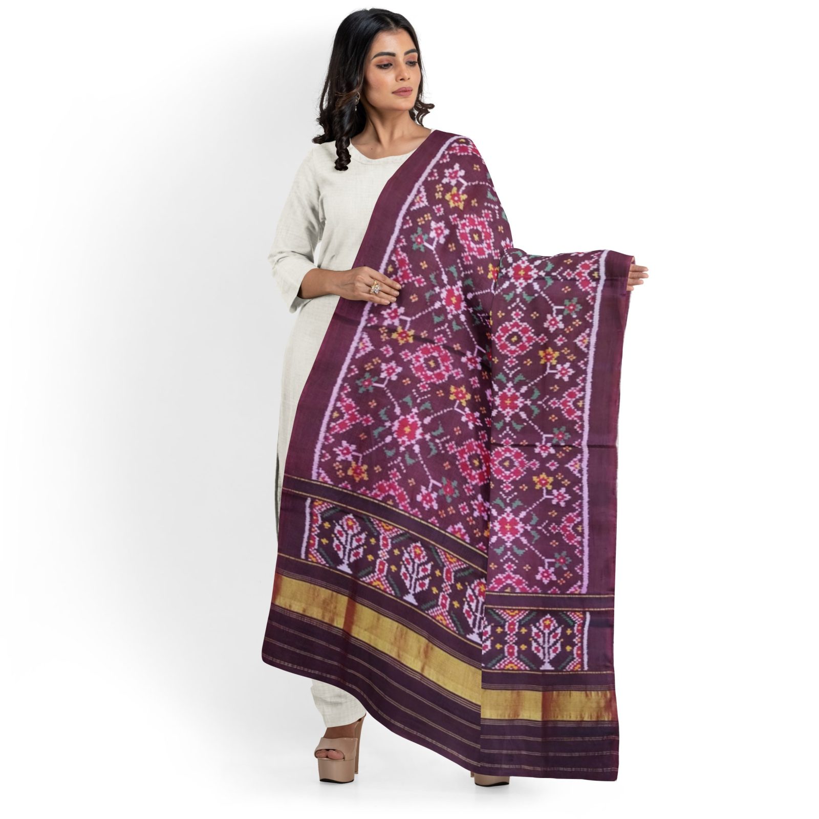 @Rajkotipatola #rajkotipatola Traditional Single ikkat WineMaroon Narikunj Patola Dupatta