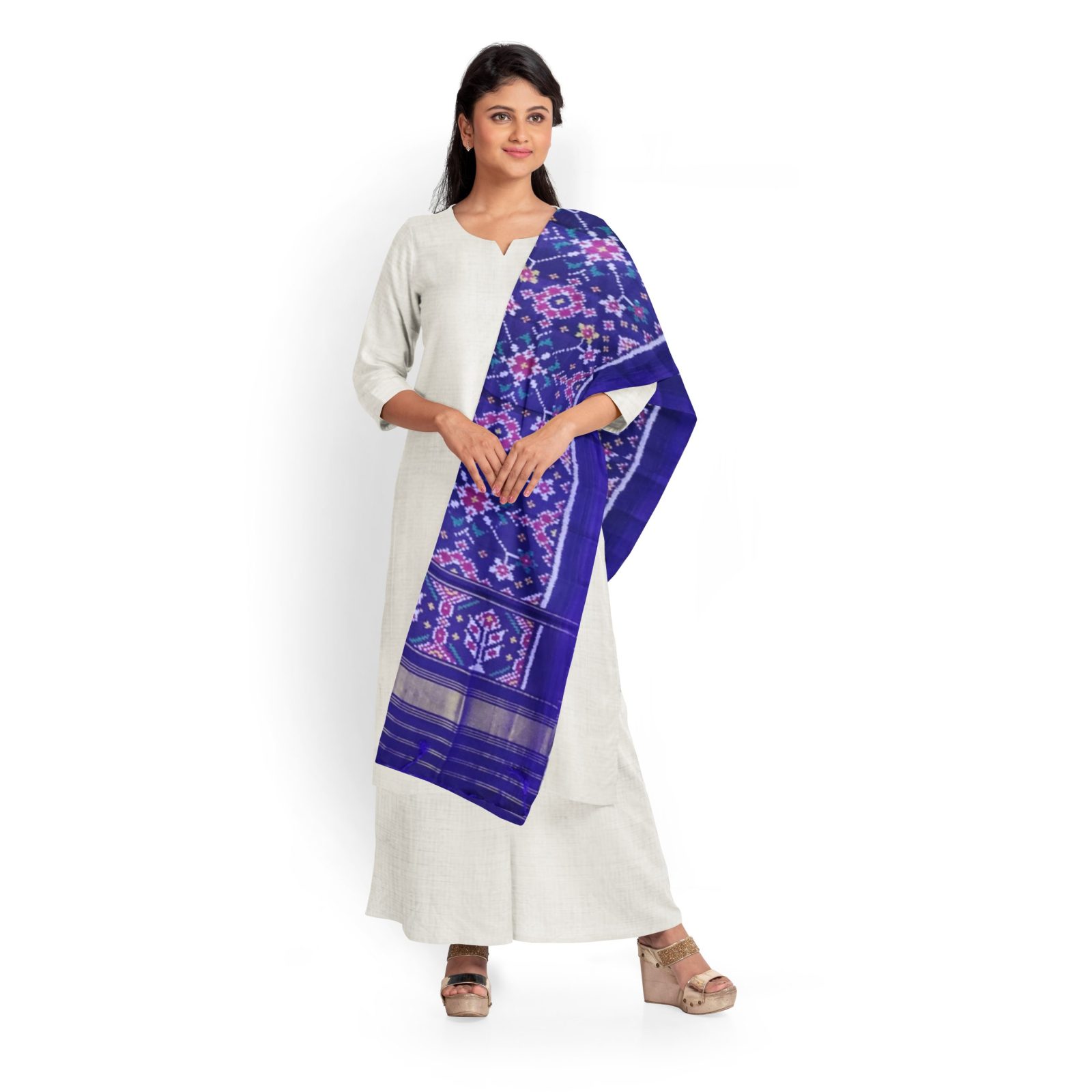 @Rajkotipatola #rajkotipatola Traditional Single ikkat PurpleBlue Navratan Patola Dupatta